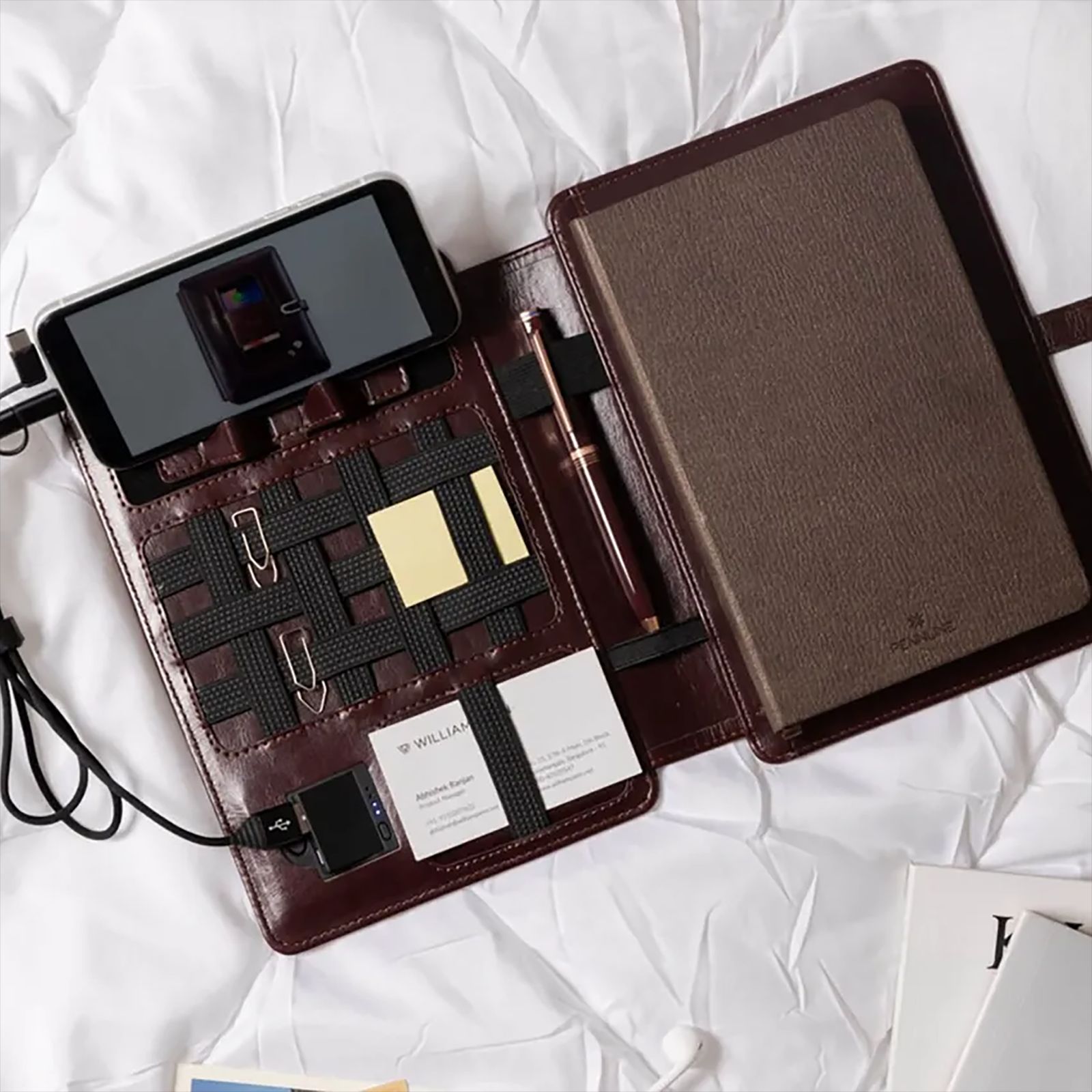 William Penn Superbook 8000 mAh Power Bank Diary (1 Port, 3 Card Slots, Coffee Brown)_11