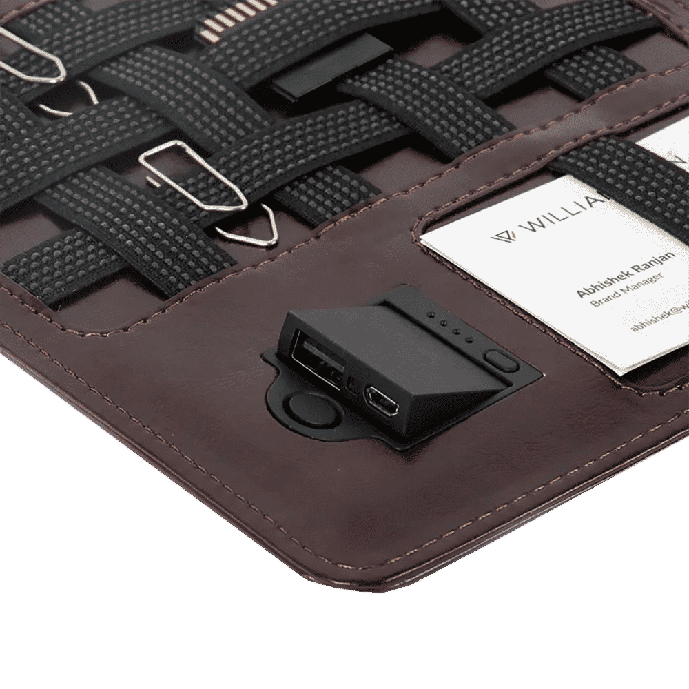 William Penn Superbook 8000 mAh Power Bank Diary (1 Port, 3 Card Slots, Coffee Brown)_4