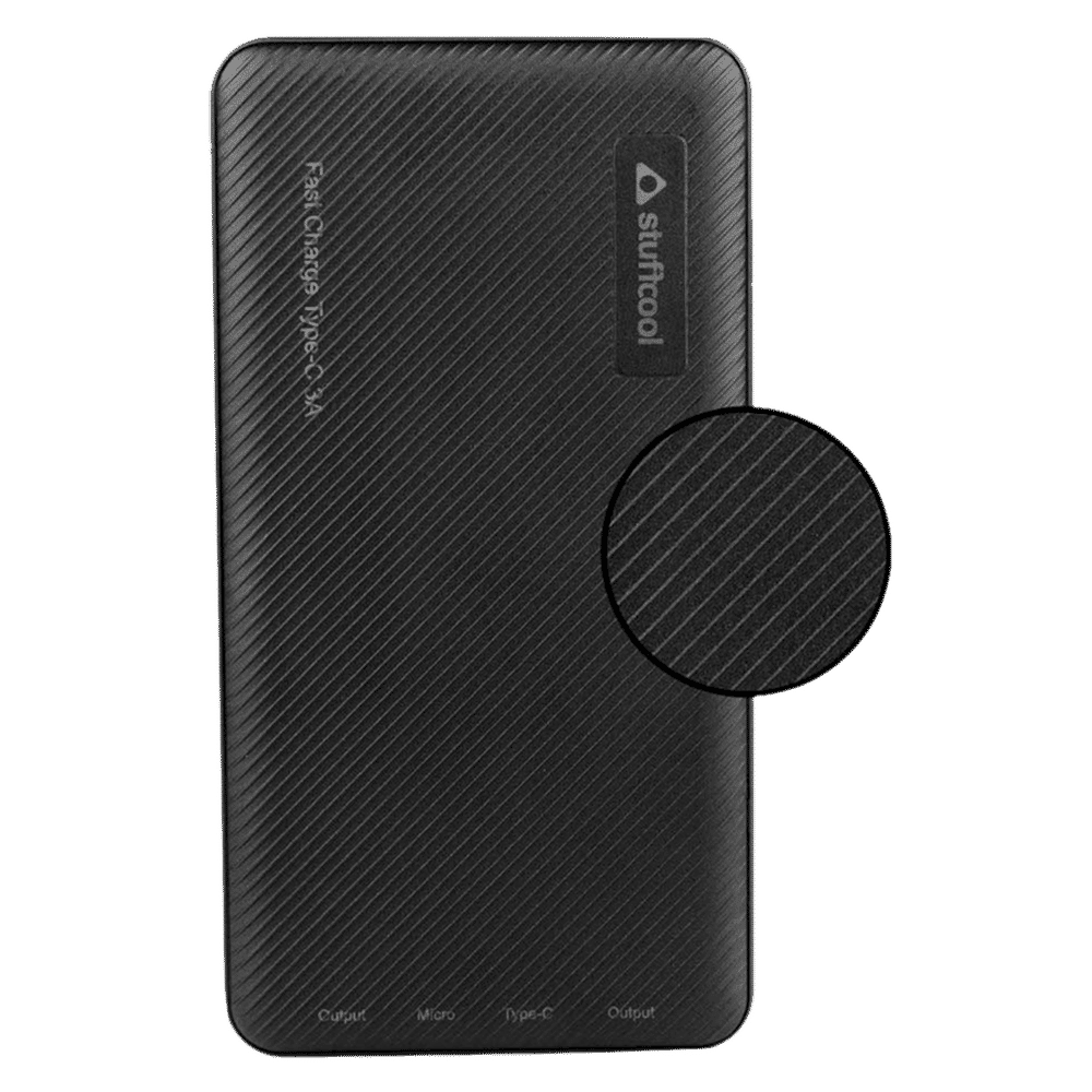 stuffcool PB1044C 10000 mAh Fast Charging Power Bank (1 Type C & 2 Micro USB Ports, LED Indicator, Black)_4