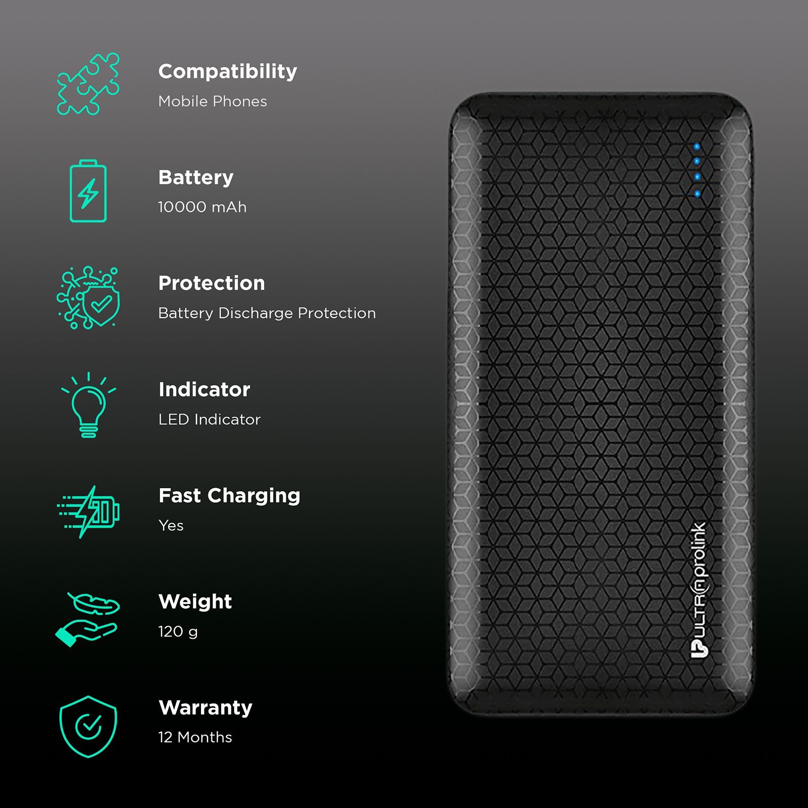 ultraprolink Boost10k 10000 mAh 10.2W Fast Charging Power Bank (6 Ports, LED Indicator, Black)_3