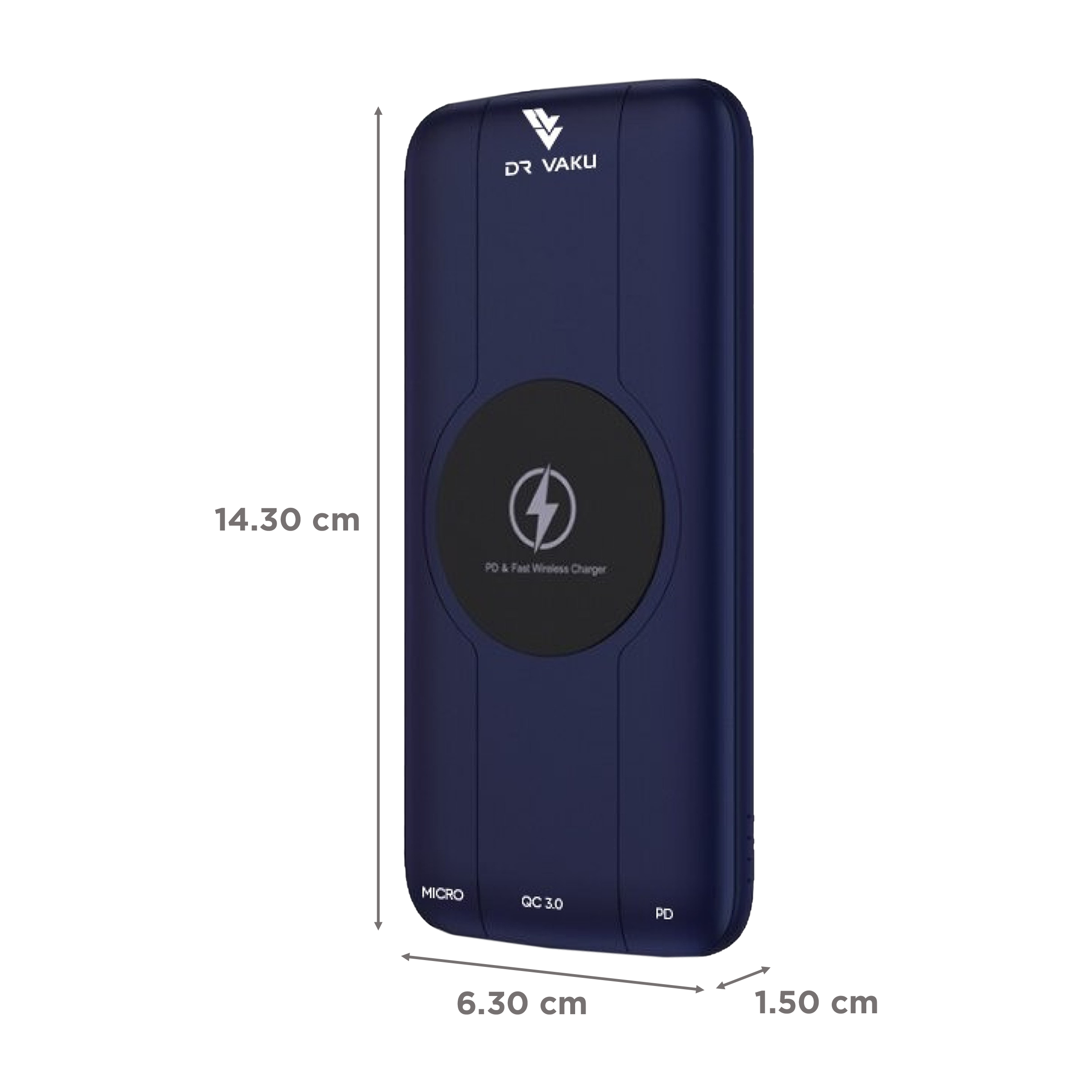 Vaku Rapid OS 10000 mAh 15W Fast Charging Power Bank (1 Micro USB Type B, 1 Type C & 2 Type A Ports, Wireless Charging, Blue)_2