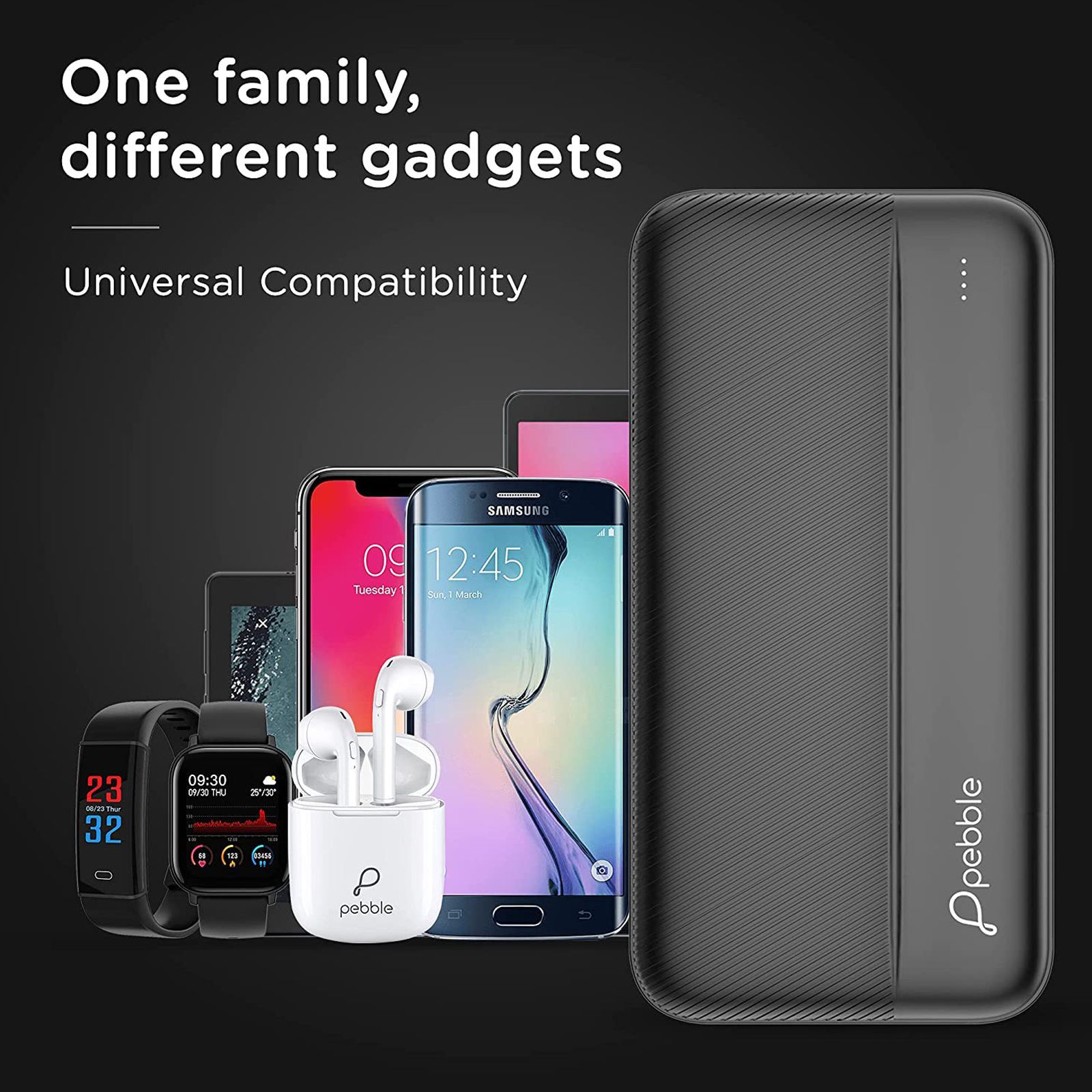 Pebble Volt Max 20000 mAh 12W Fast Charging Power Bank (1 Micro USB Type B, 1 Type C & 2 Type A Ports, Universal Compatibility, Midnight Black)_7
