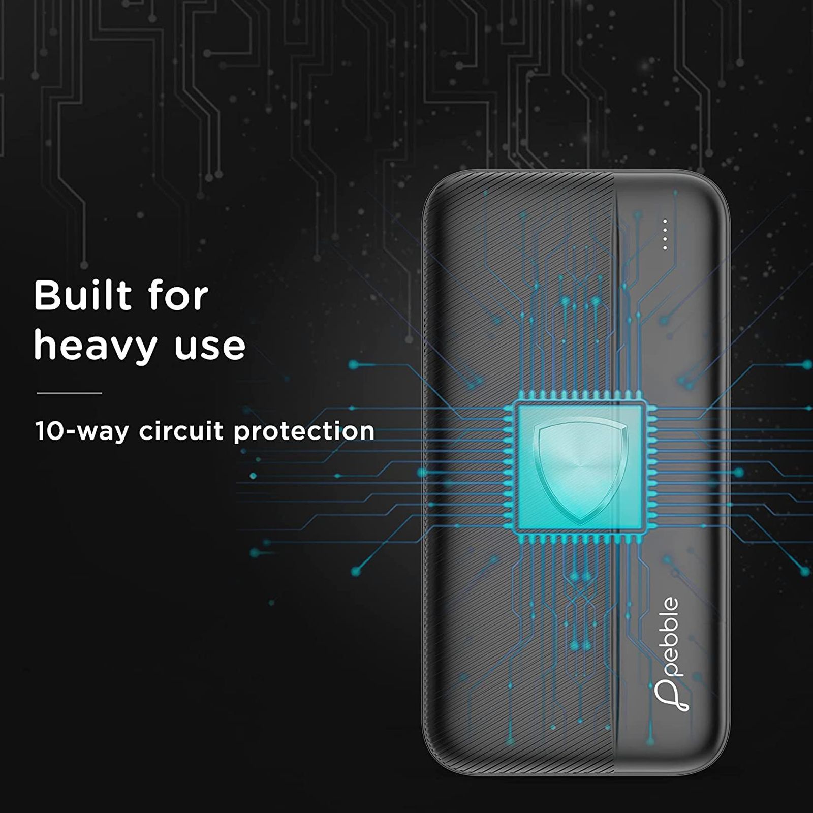 Pebble Volt Max 20000 mAh 12W Fast Charging Power Bank (1 Micro USB Type B, 1 Type C & 2 Type A Ports, Universal Compatibility, Midnight Black)_6