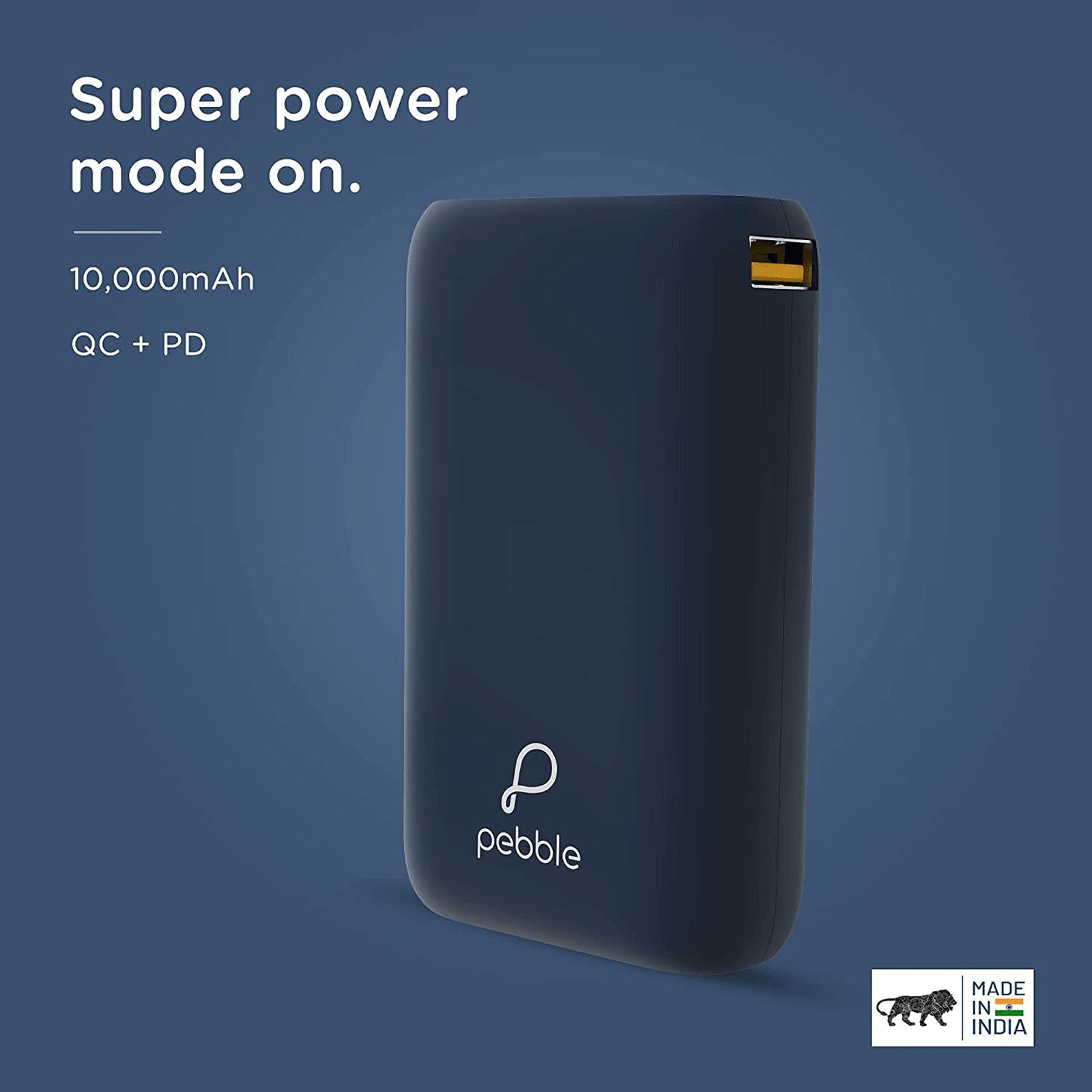 Pebble Rapid 10000 mAh 22.5W Fast Charging Power Bank (1 Micro USB Type B, 1 Type C & 1 Type A Ports, 10 Way Circuit Protection, Blue) Pebble Rapid 10000 mAh 22.5W Fast Charging Power Bank (1 Micro USB Type B, 1 Type C & 1 Type A Ports, 10 Way Circuit Protection, Blue)_5