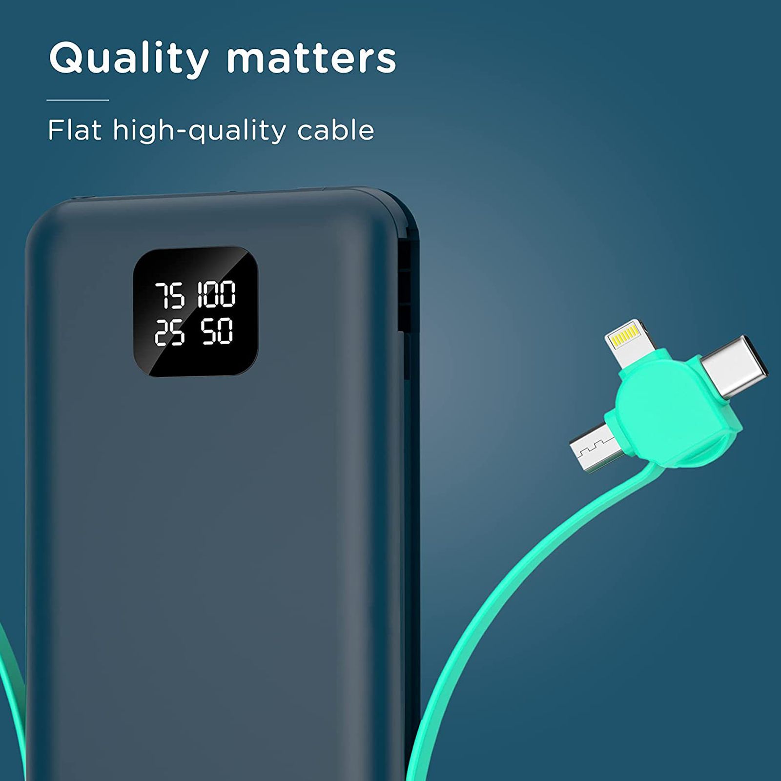 Pebble Ace Pro 10000 mAh 12W Fast Charging Power Bank (1 Micro USB Type B, 1 Type C, 1 Type A & 1 Lightning Ports, Digital LED Indicator, Blue)_8