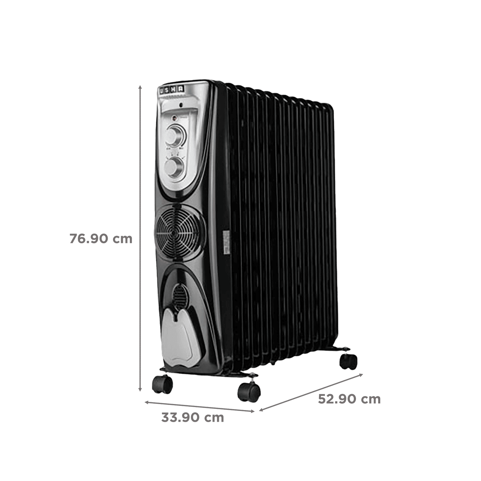 USHA 3809 F 2000W PTC Oil Filled Radiator Room Heater with 9 Fins (Adjustable Thermostat_2