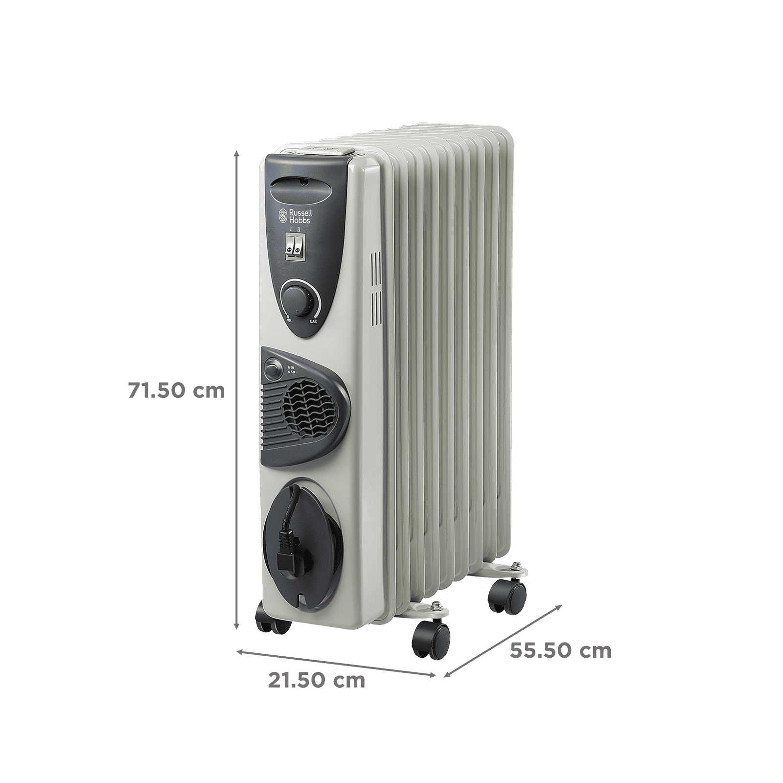 Russell Hobbs ROR09F 2400W Oil Filled Radiator Room Heater with Anti Tilt Protection (Fan Forced Convection_2