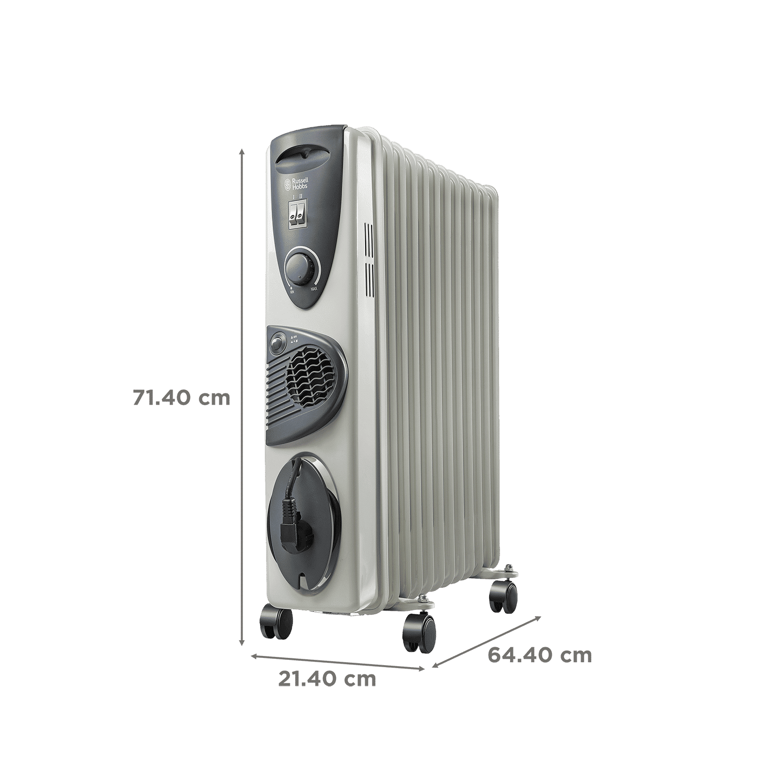 Russell Hobbs ROR12F 2900W Oil Filled Radiator Room Heater with 12 Fins (Anti Tilt Protection_2