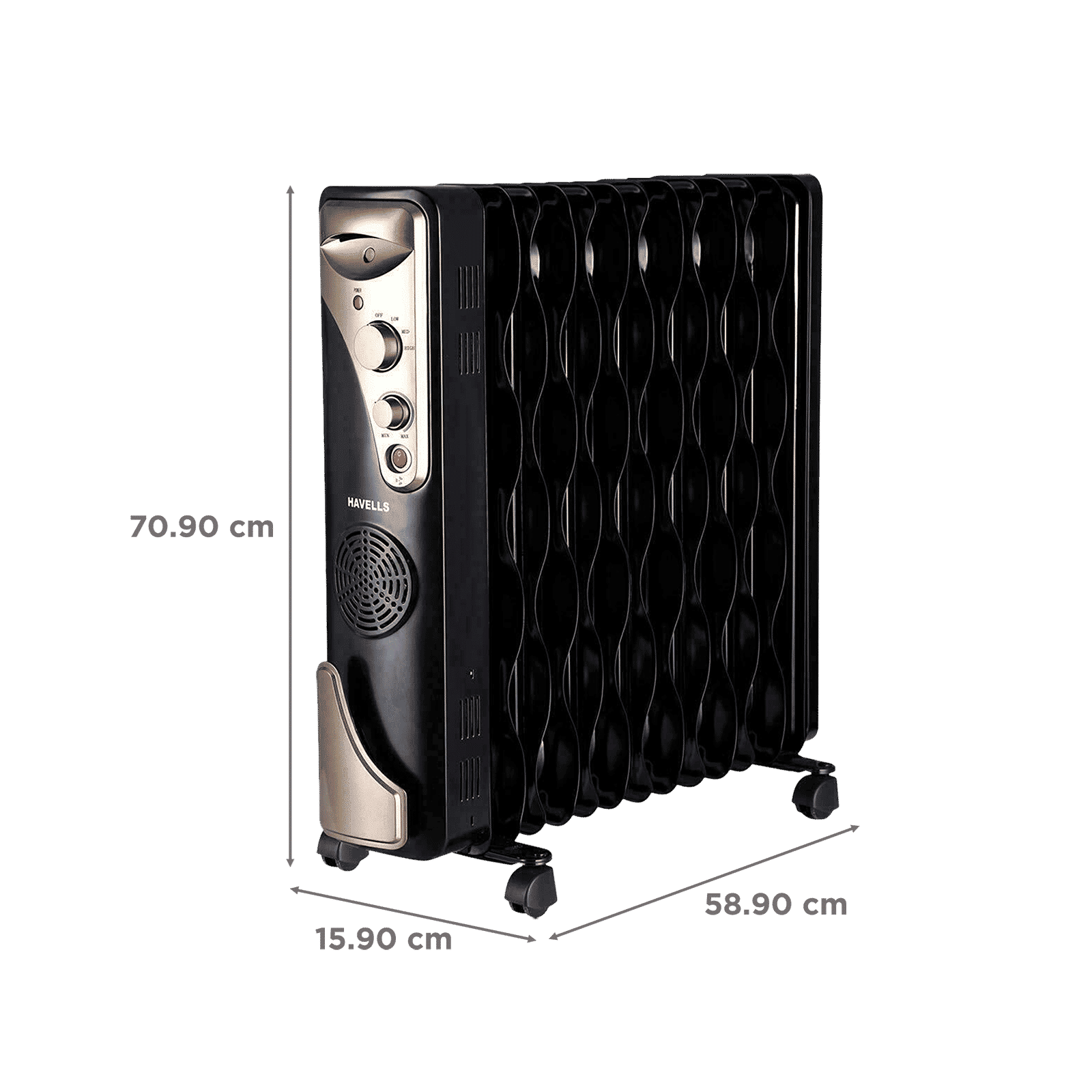 HAVELLS GHROFBHK290 2900W PTC Fan Oil Filled Radiator Room Heater with Multi Directional Heating (Safety Tilt Over Switch_2