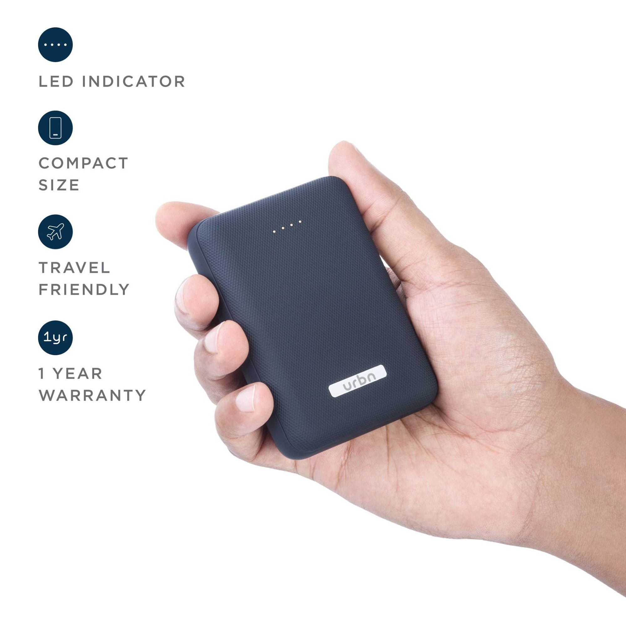 urbn 10000 mAh 12W Fast Charging Power Bank (1 Micro USB Type B, 1 Type C & 2 Type A Ports, Ultra Compact Casing, LED Charging Indicator, Blue) urbn 10000 mAh 12W Fast Charging Power Bank (1 Micro USB Type B, 1 Type C & 2 Type A Ports, Ultra Compact Casing, LED Charging Indicator, Blue)_4