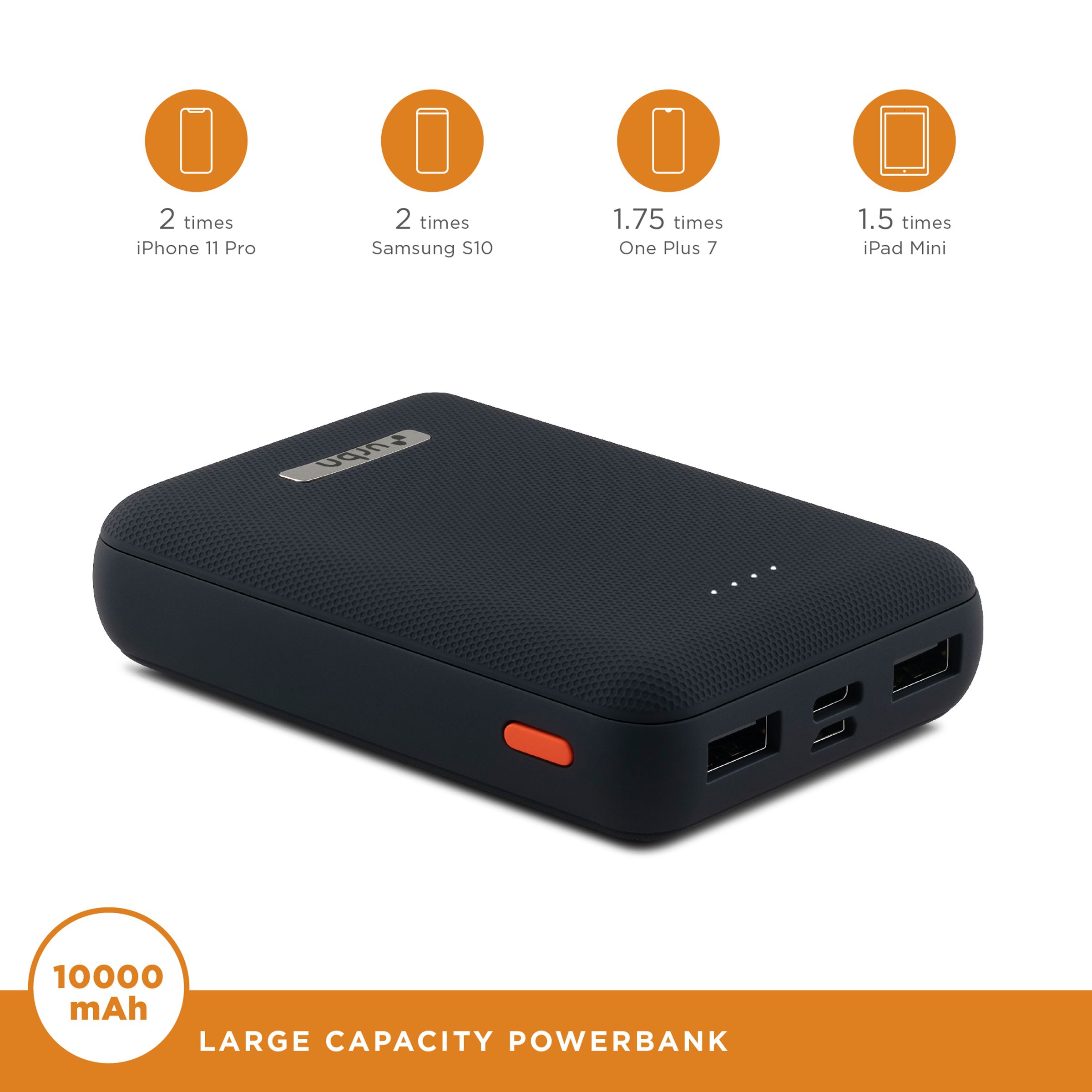 urbn 10000 mAh 12W Fast Charging Power Bank (1 Micro USB Type B, 1 Type C & 2 Type A Ports, Ultra Compact Casing, LED Charging Indicator, Blue) urbn 10000 mAh 12W Fast Charging Power Bank (1 Micro USB Type B, 1 Type C & 2 Type A Ports, Ultra Compact Casing, LED Charging Indicator, Blue)_5