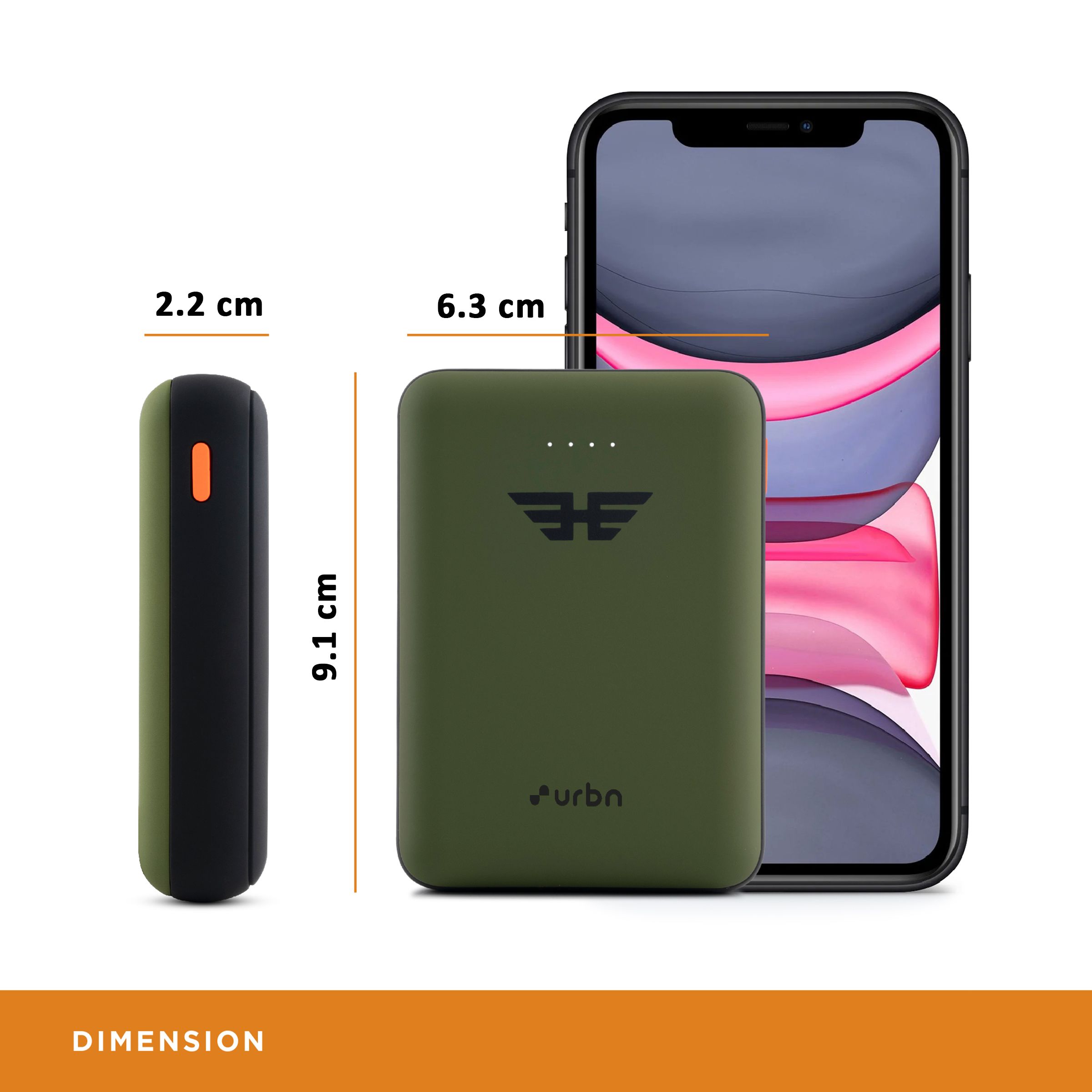 urbn 10000 mAh 12W Fast Charging Power Bank (1 Micro USB Type B, 1 Type C & 2 Type A Ports, Ultra Compact Casing, LED Charging Indicator, Camo)_8