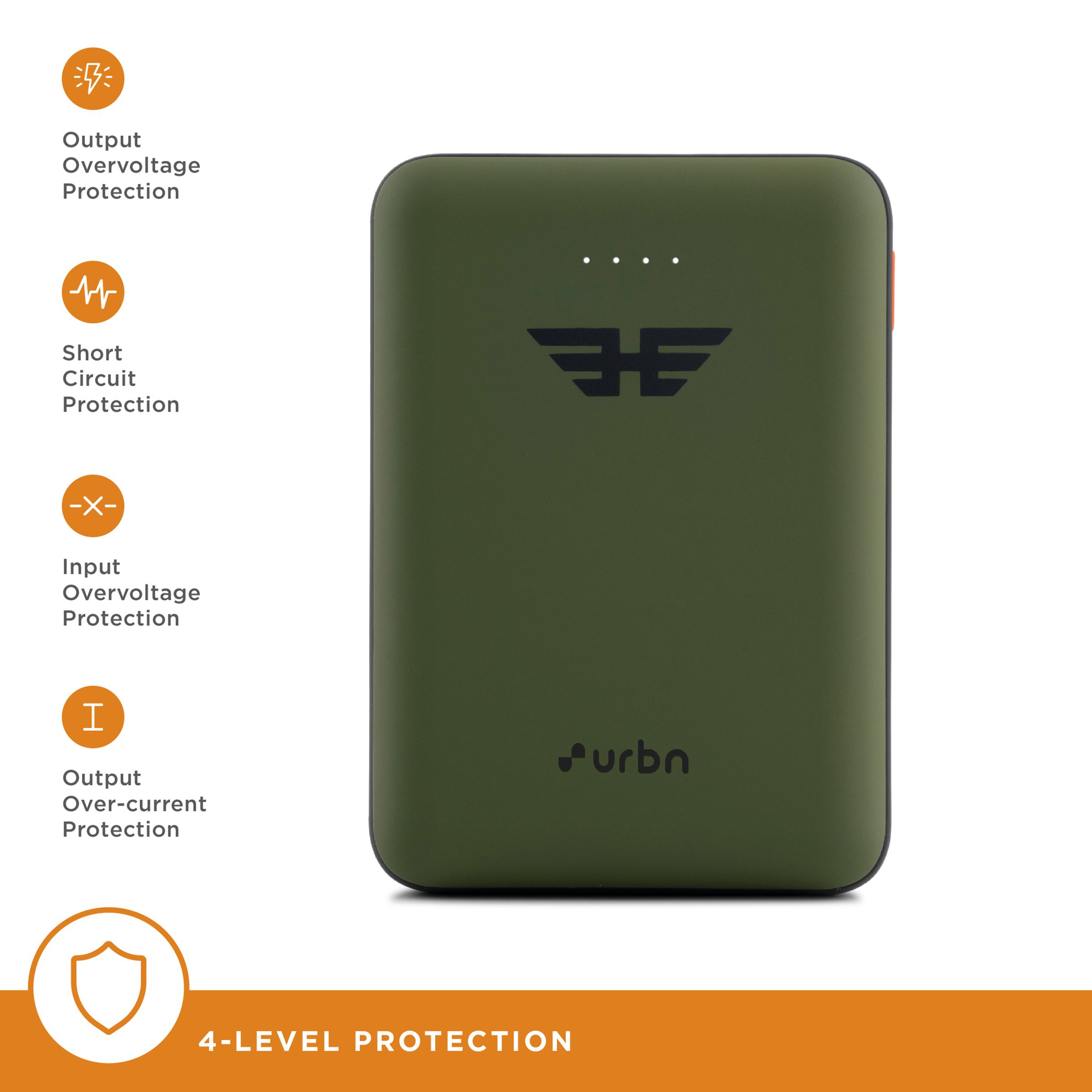 urbn 10000 mAh 12W Fast Charging Power Bank (1 Micro USB Type B, 1 Type C & 2 Type A Ports, Ultra Compact Casing, LED Charging Indicator, Camo)_4