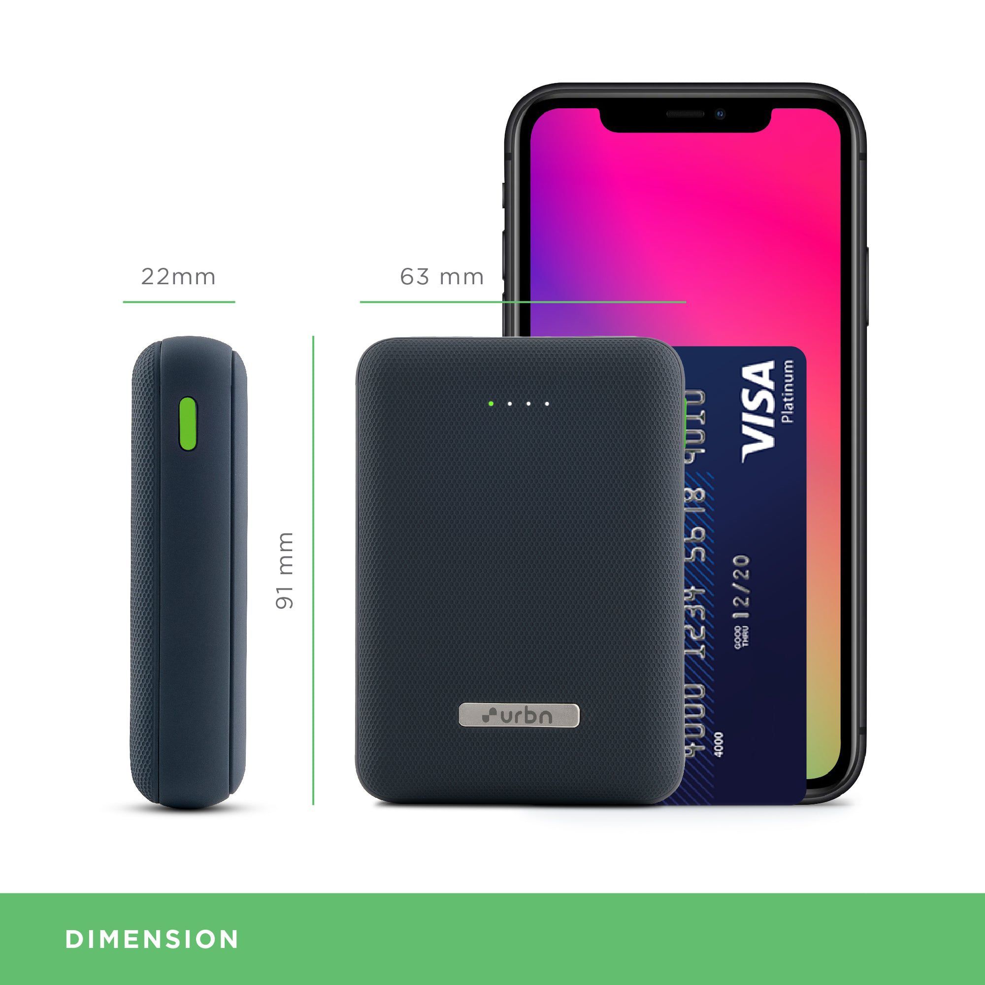 urbn 10000 mAh 22.5W Fast Charging Power Bank (1 Type A & 1 Type C Ports, Ultra Compact Casing, Quick Charge 3.0, Blue)_5