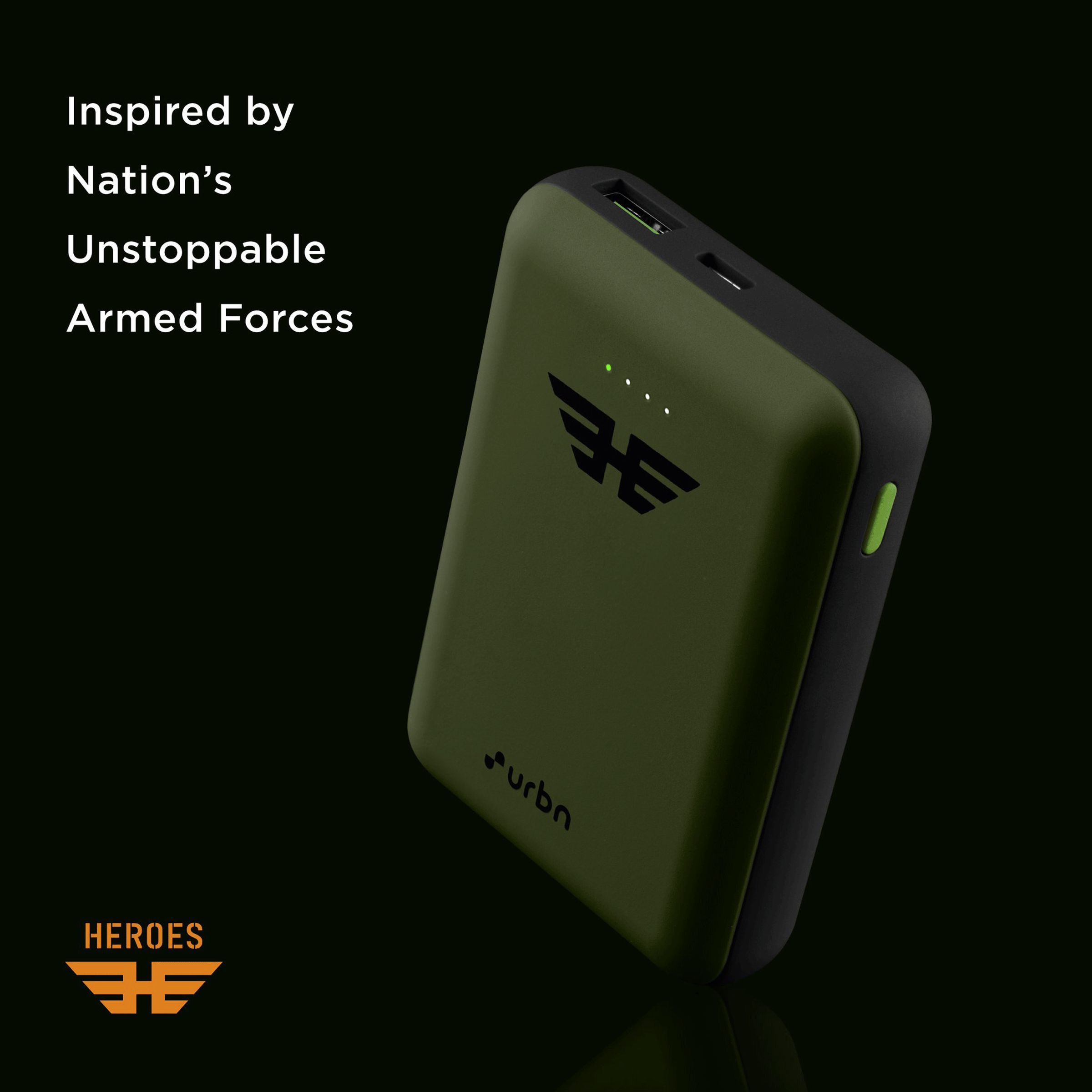urbn 10000 mAh 22.5W Fast Charging Power Bank (1 Type A & 1 Type C Ports, Ultra Compact Casing, Quick Charge 3.0, Camo)_9