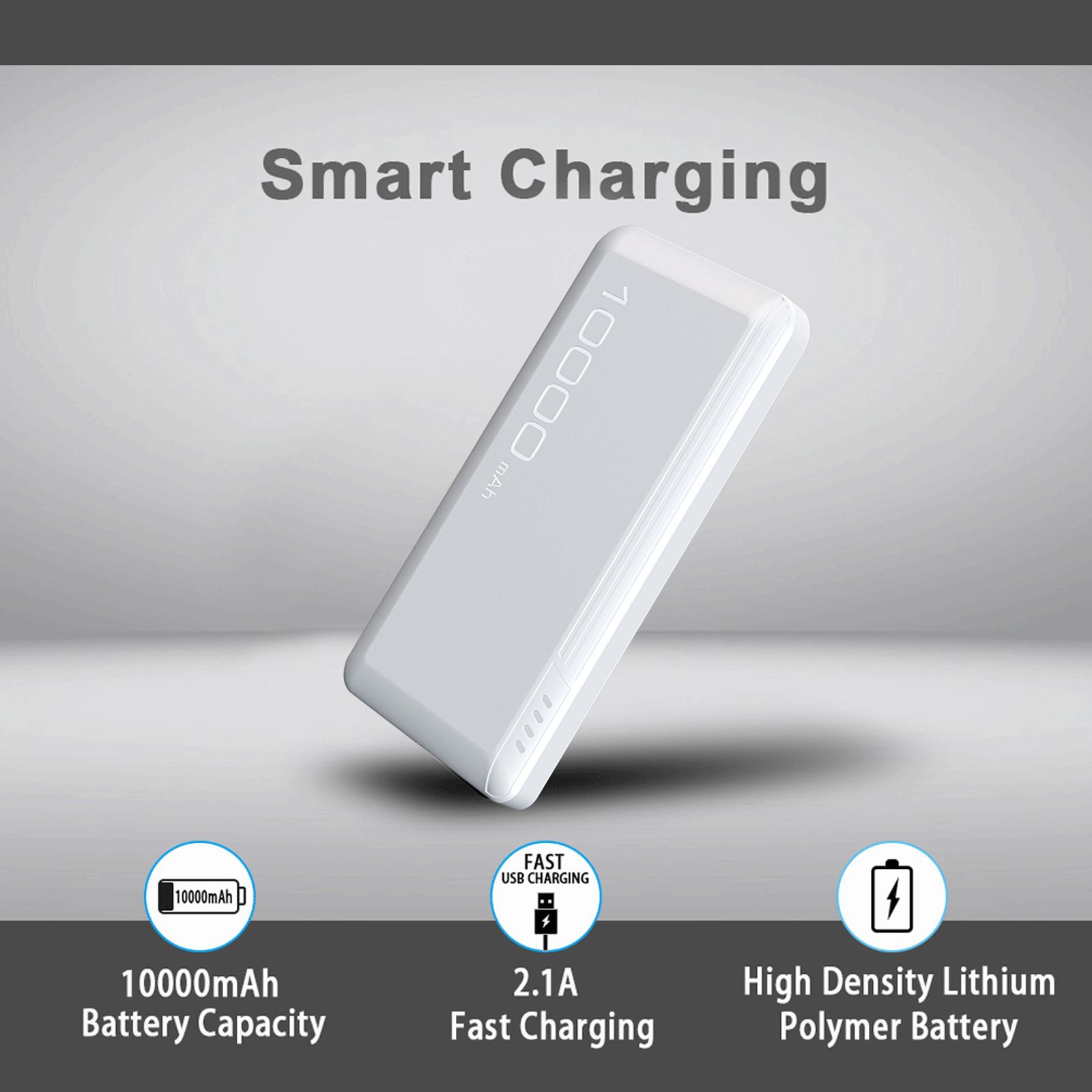 I KALL 10000 mAh 10W Fast Charging Power Bank (1 Micro USB, 1 Type C & 2 Type A Ports, Dual Output, White)_9