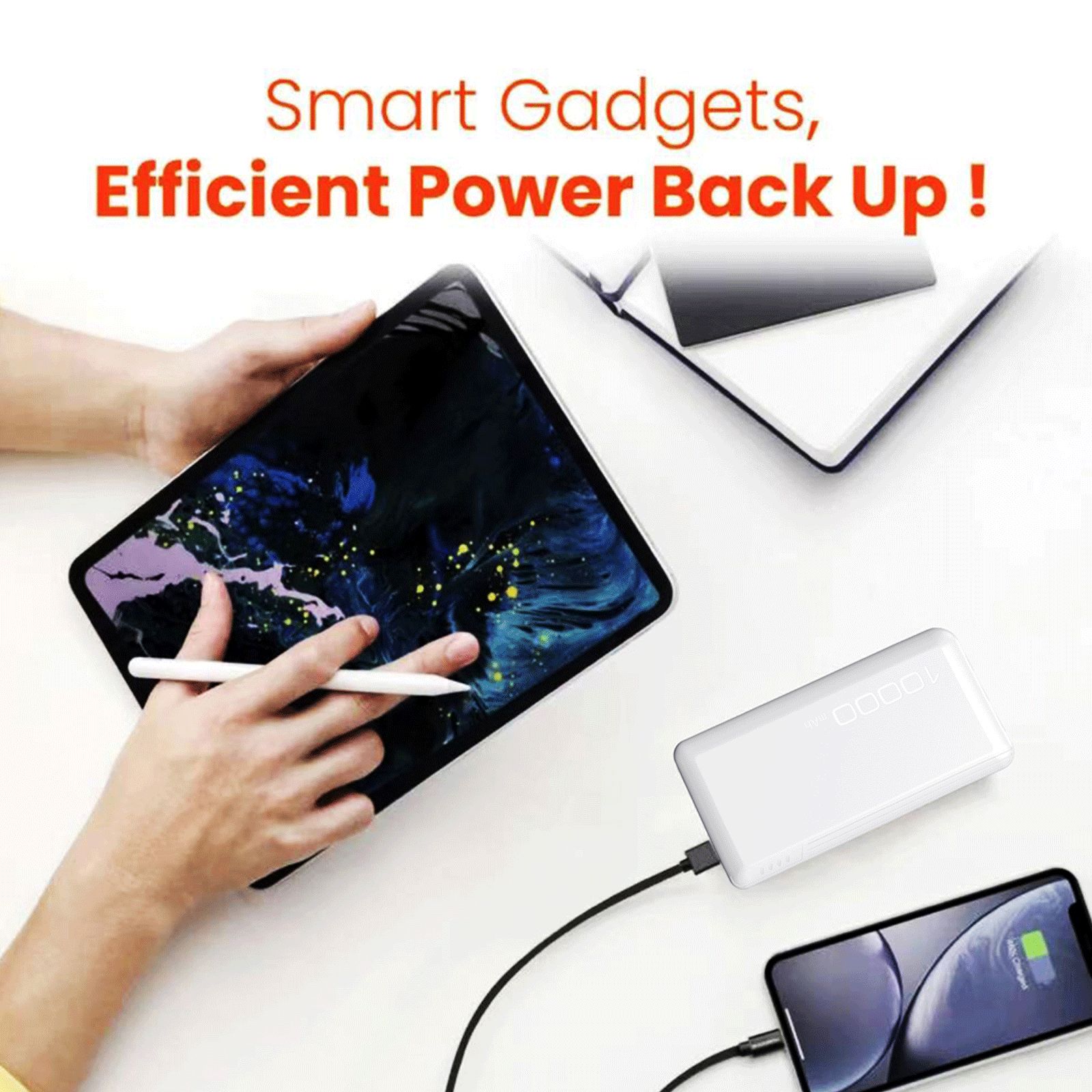 I KALL 10000 mAh 10W Fast Charging Power Bank (1 Micro USB, 1 Type C & 2 Type A Ports, Dual Output, White)_5