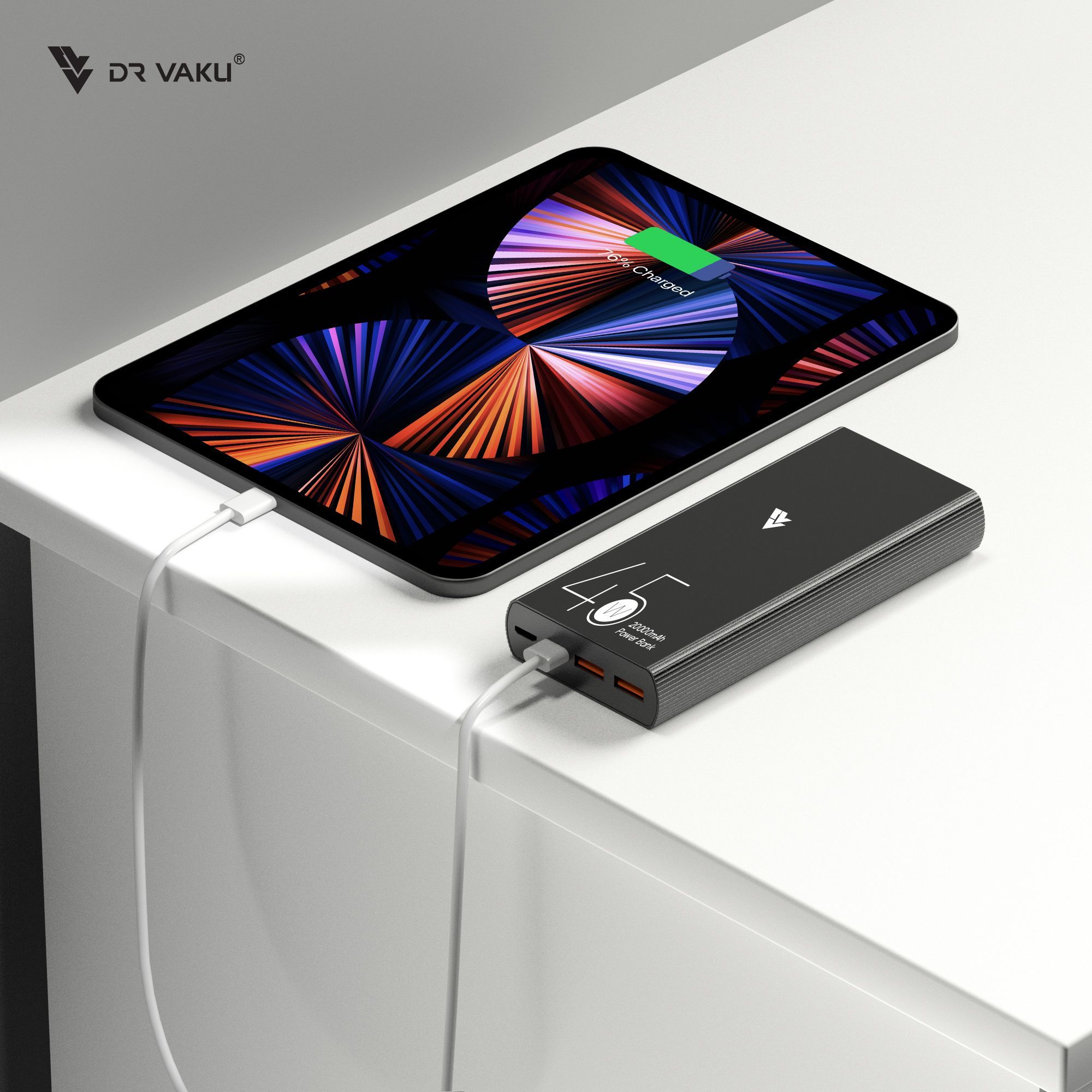 Vaku Corbet 20000 mAh 45W Fast Charging Power Bank (1 Micro USB Type B, 1 Type C & 2 Type A Ports, Over Charging Protection, Black)_6