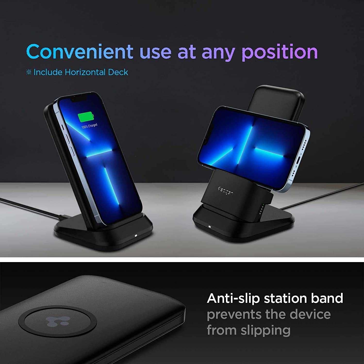 Spigen 10000 mAh 20W Fast Charging Power Bank (1 Type A & 1 Type C Ports, Wireless Charging, Black)_10