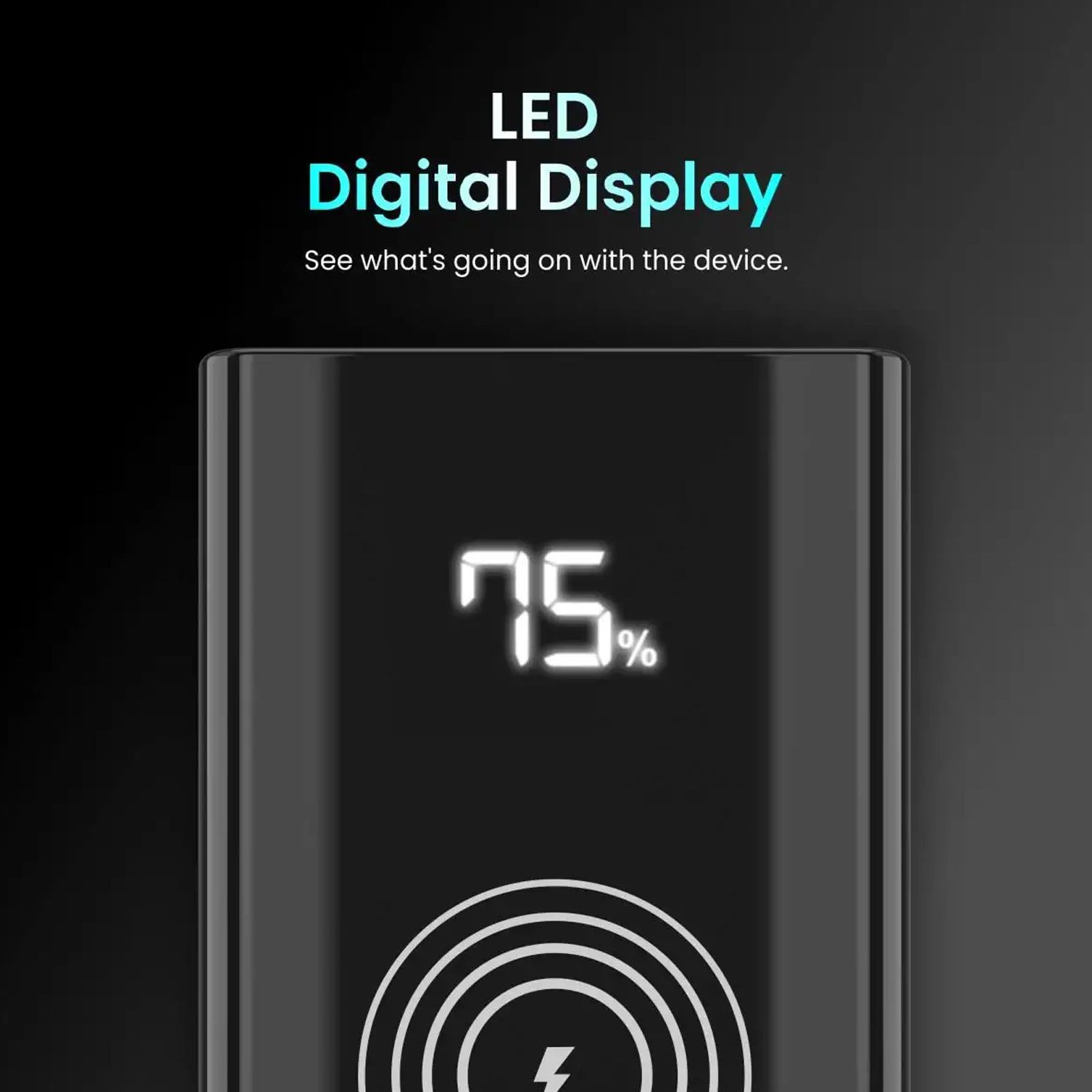 Portronics Power 10000 mAh 18W Fast Charging Power Bank (1 Type C & 2 Type A Ports, Wireless Charging, Black)_5