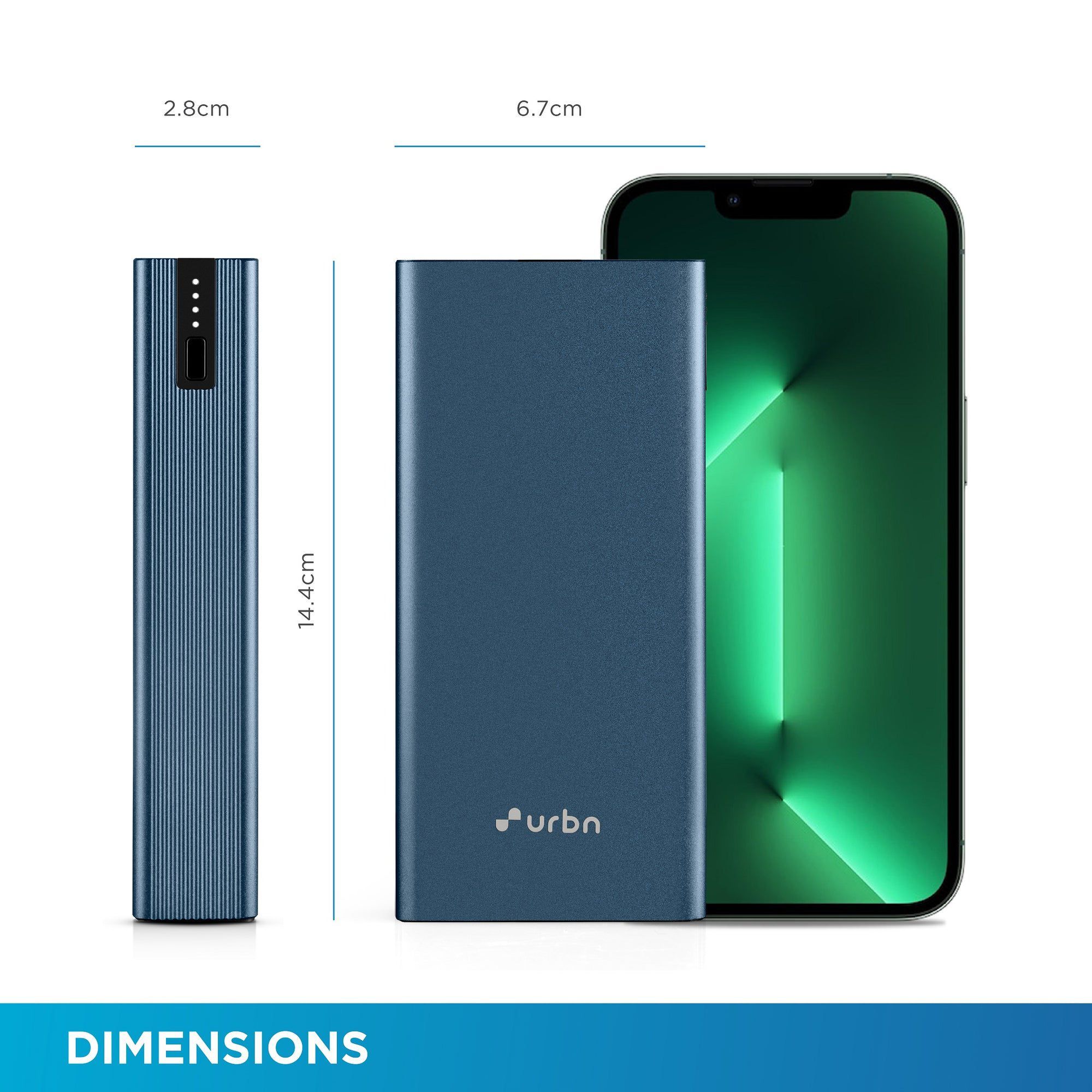 urbn 20000 mAh 12W Fast Charging Power Bank (1 Micro USB Type B, 1 Type C & 2 Type A Ports, Ultra Slim Metal Body, LED Charging Indicator, Blue)_10