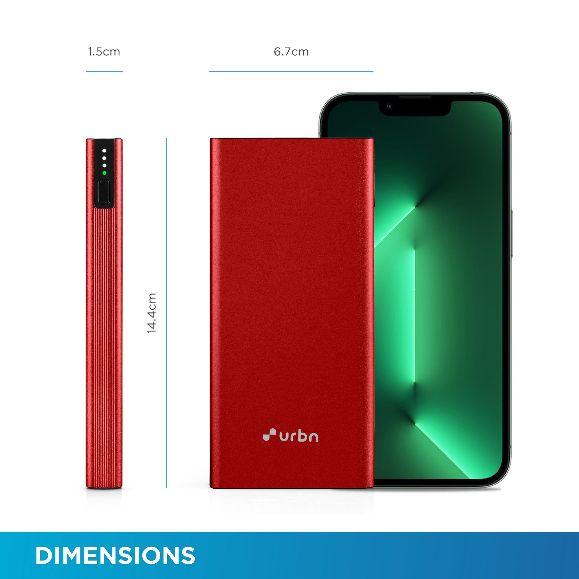 urbn 10000 mAh 20W Fast Charging Power Bank (1 Micro USB Type B, 1 Type C & 2 Type A Ports, Ultra Slim Metal Body, BIS Certified, Red)_11