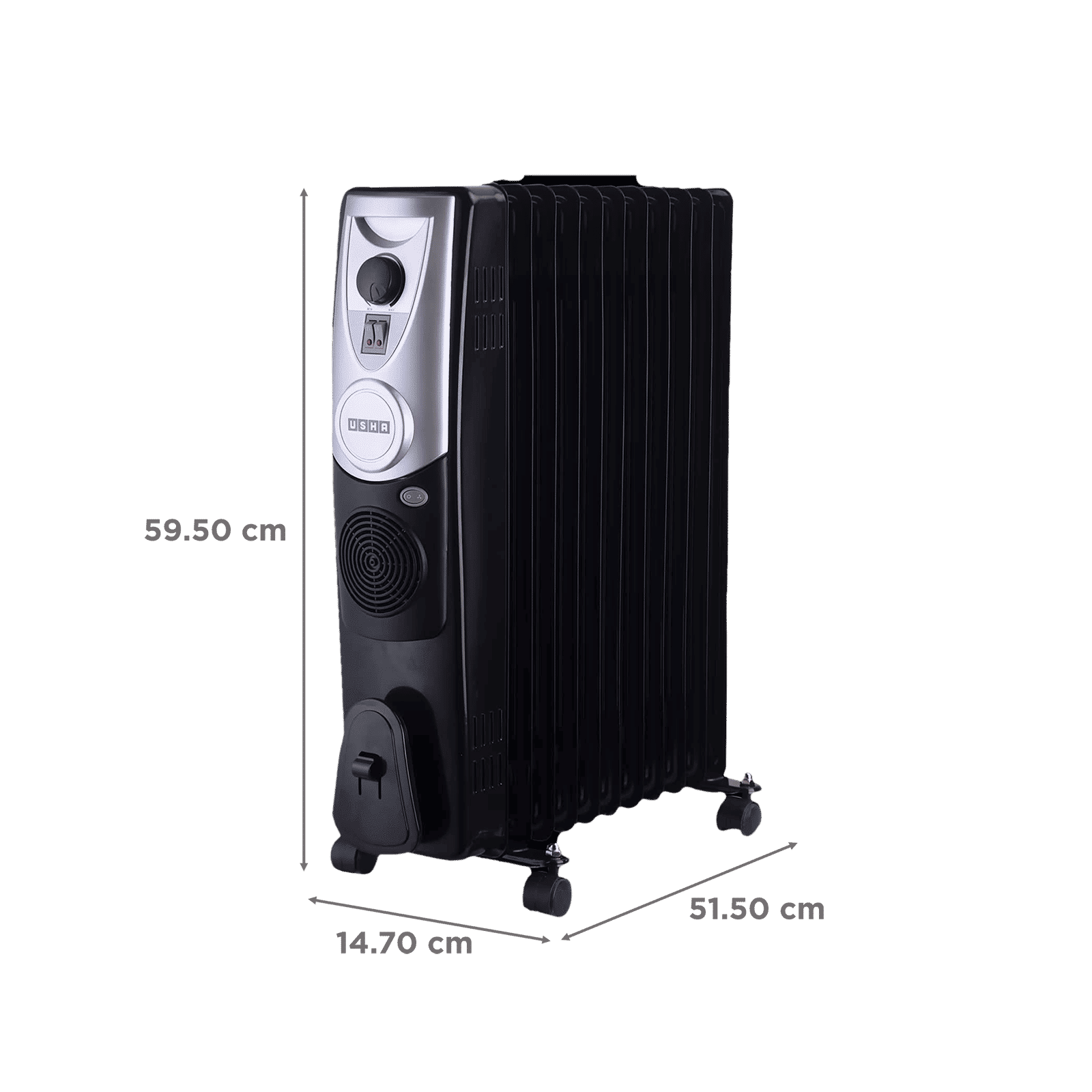 USHA 4211 F 2500W PTC Oil Filled Radiator Room Heater with IP23 Protection (Adjustable Thermostat_2