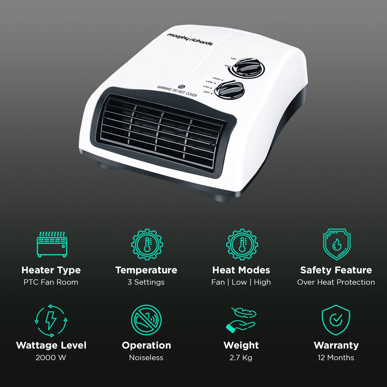 morphy richards Orbit 2000W PTC Room Heater with Adjustable Thermostat (Noiseless Operation morphy richards Orbit 2000W PTC Room Heater with Adjustable Thermostat (Noiseless Operation_3