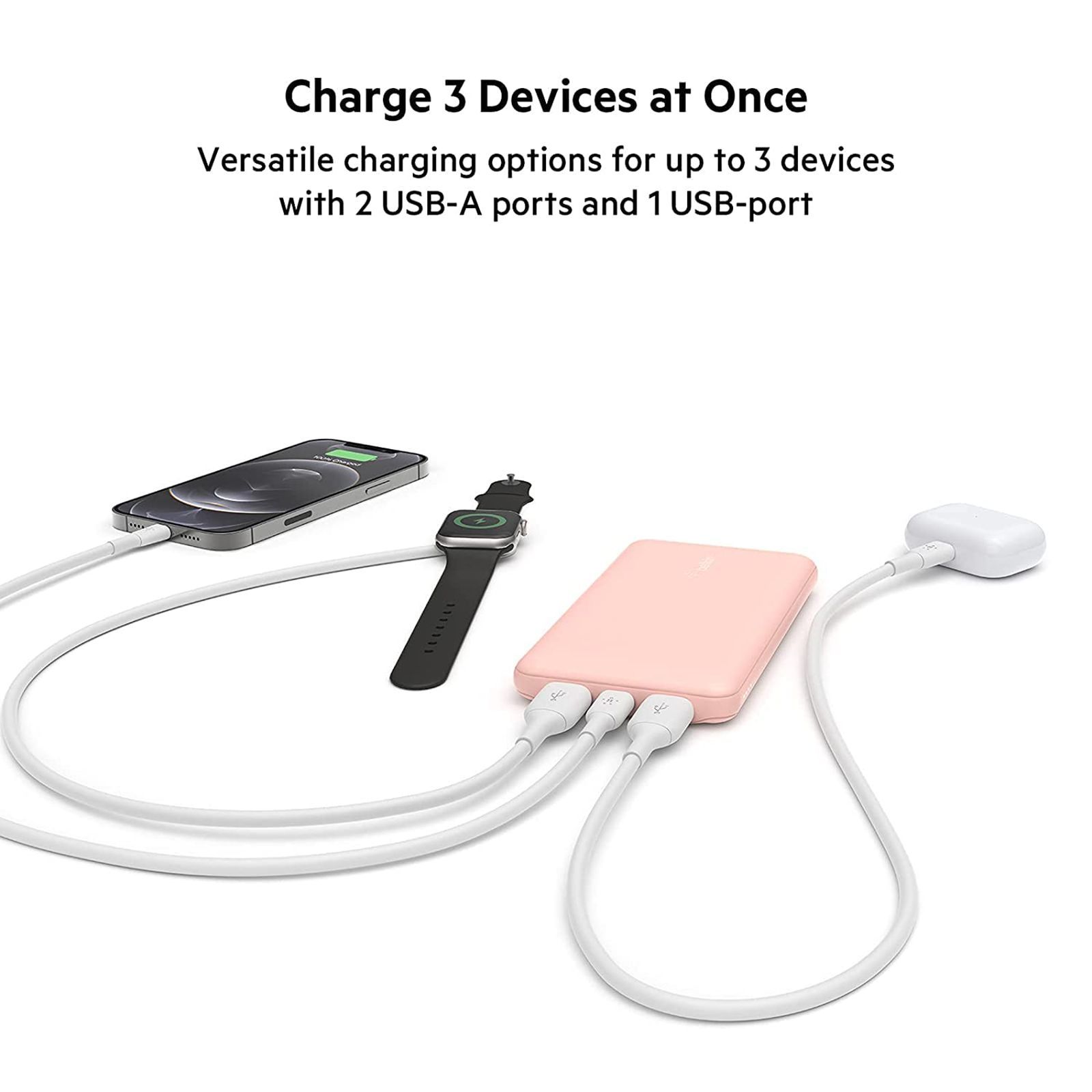 belkin Boost Charge 10000 mAh 15W Power Bank (1 Type C & 2 Type A Ports, LED Charging Indicator, Rose Gold) belkin Boost Charge 10000 mAh 15W Power Bank (1 Type C & 2 Type A Ports, LED Charging Indicator, Rose Gold)_7