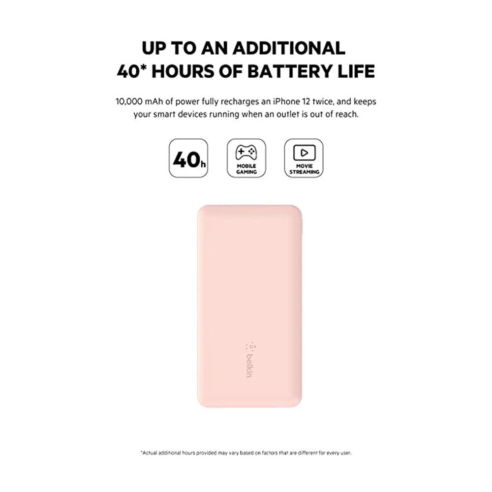 belkin Boost Charge 10000 mAh 15W Power Bank (1 Type C & 2 Type A Ports, LED Charging Indicator, Rose Gold) belkin Boost Charge 10000 mAh 15W Power Bank (1 Type C & 2 Type A Ports, LED Charging Indicator, Rose Gold)_9