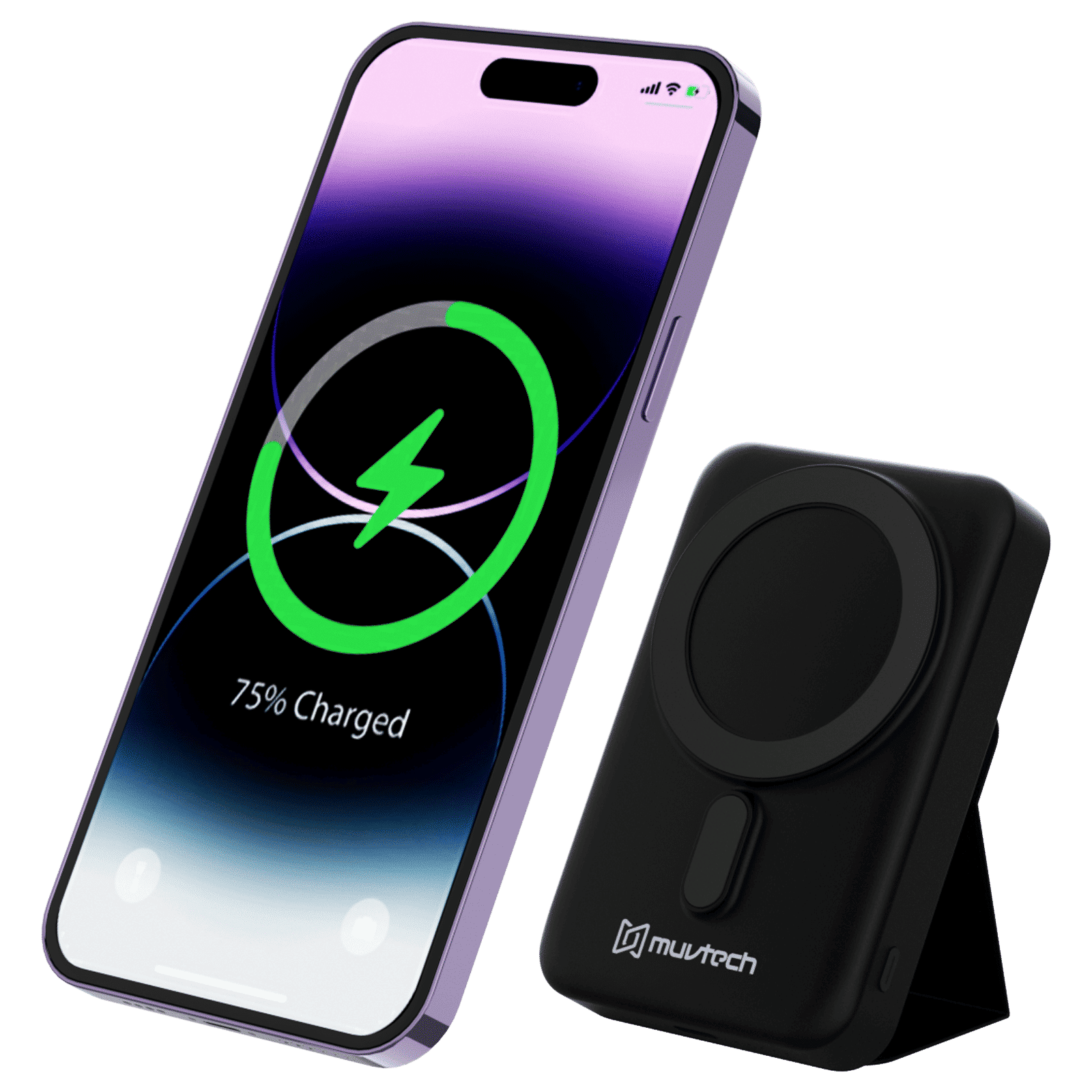 Muvtech 10000 mAh 20W Fast Charging Power Bank (Wireless Charging, Black)_2