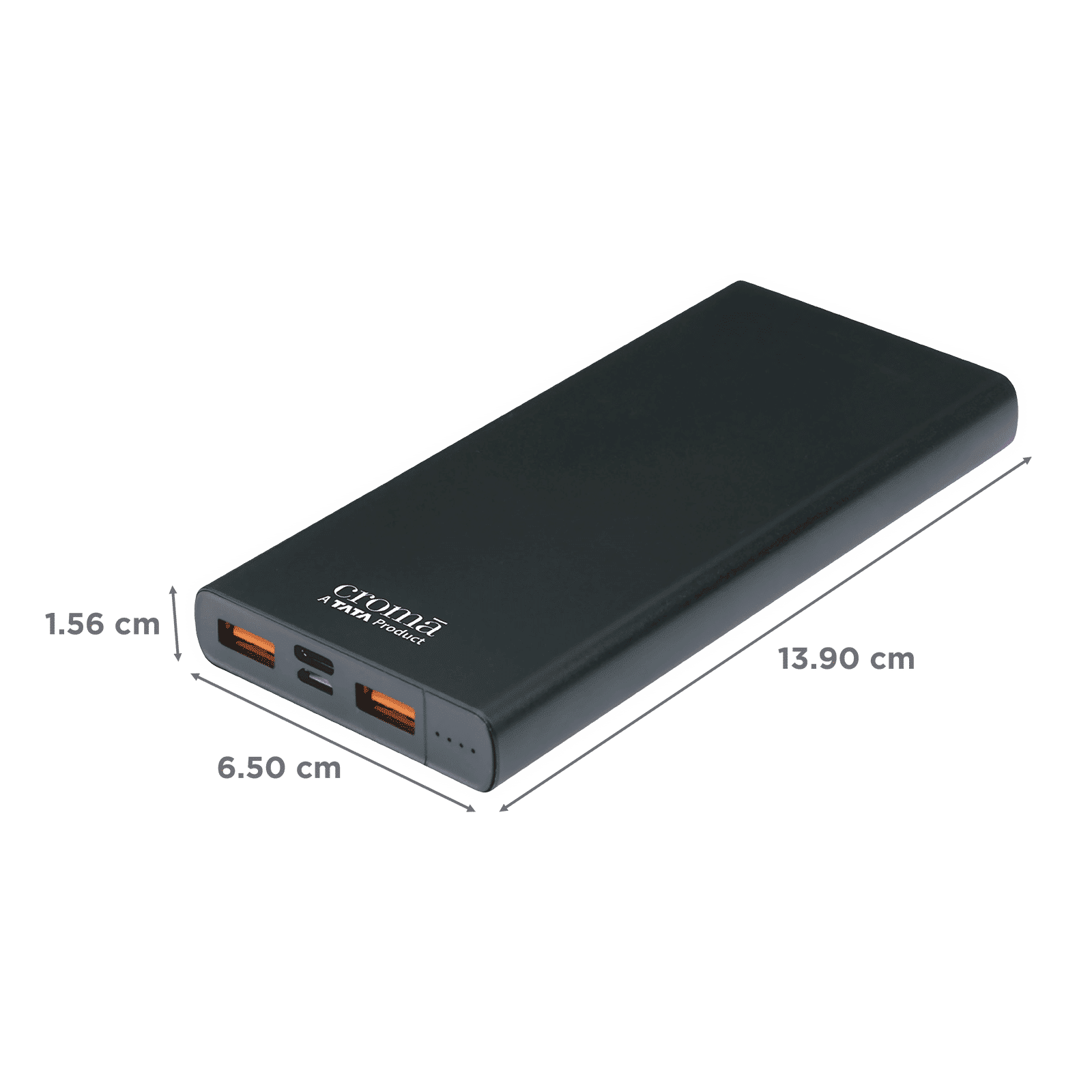 Croma 10000 mAh 22.5W Fast Charging Power Bank (2 Type A, 1 PD Type C & 1 Micro USB Port, Aluminium Casing, Apple Compatible, Black) Croma 10000 mAh 22.5W Fast Charging Power Bank (2 Type A, 1 PD Type C & 1 Micro USB Port, Aluminium Casing, Apple Compatible, Black)_3