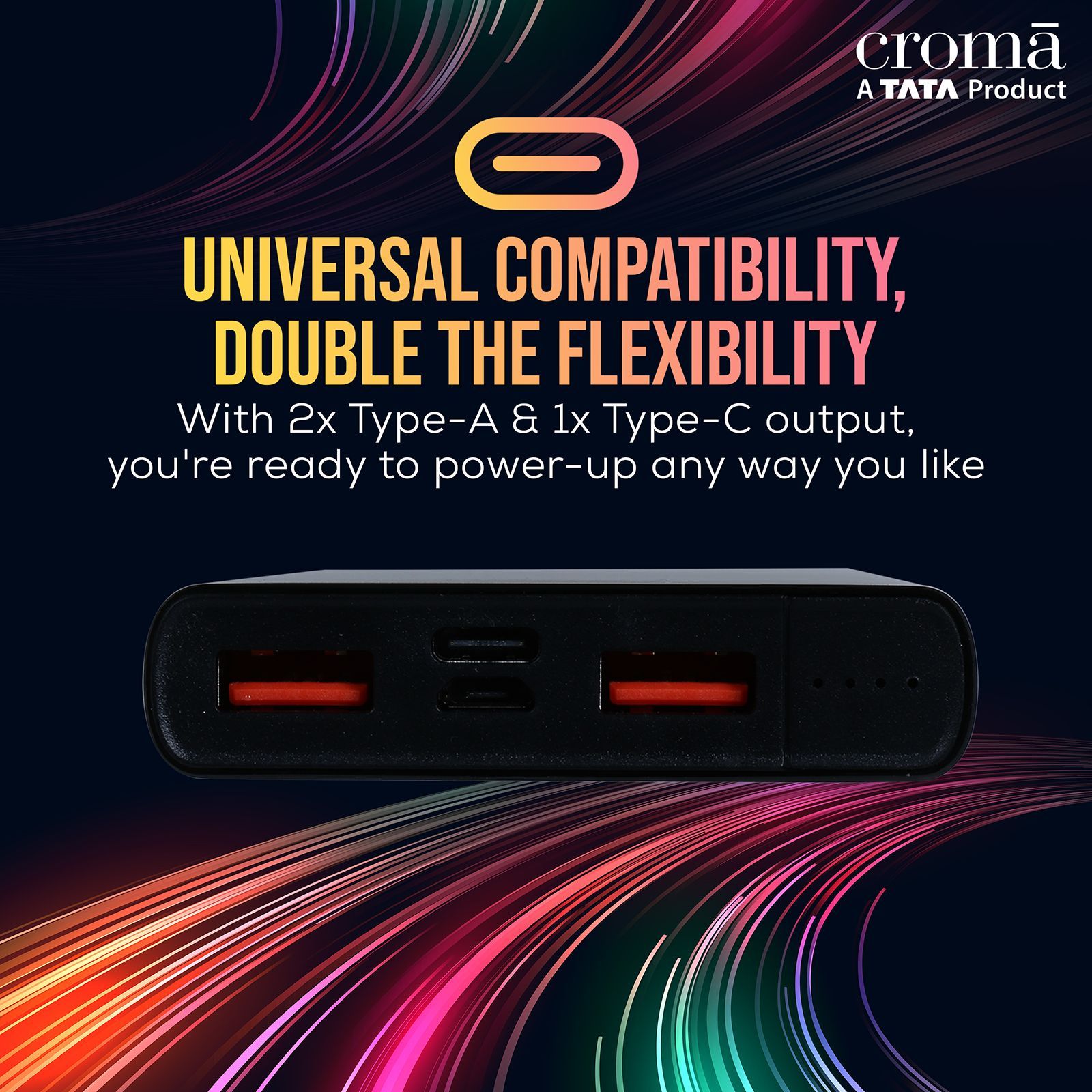 Croma 10000 mAh 22.5W Fast Charging Power Bank (2 Type A, 1 Type C Ports, 1 PD Type C & Micro USB, Aluminium Casing, Apple Compatible, Green)_9