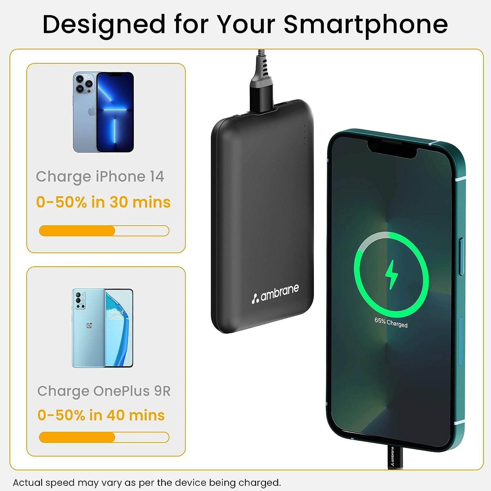 ambrane Powerlit 10000 mAh 22.5W Fast Charging Power Bank (1 Type A and 1 Type C Ports, Dual BoostedSpeed Output, Black) ambrane Powerlit 10000 mAh 22.5W Fast Charging Power Bank (1 Type A and 1 Type C Ports, Dual BoostedSpeed Output, Black)_7