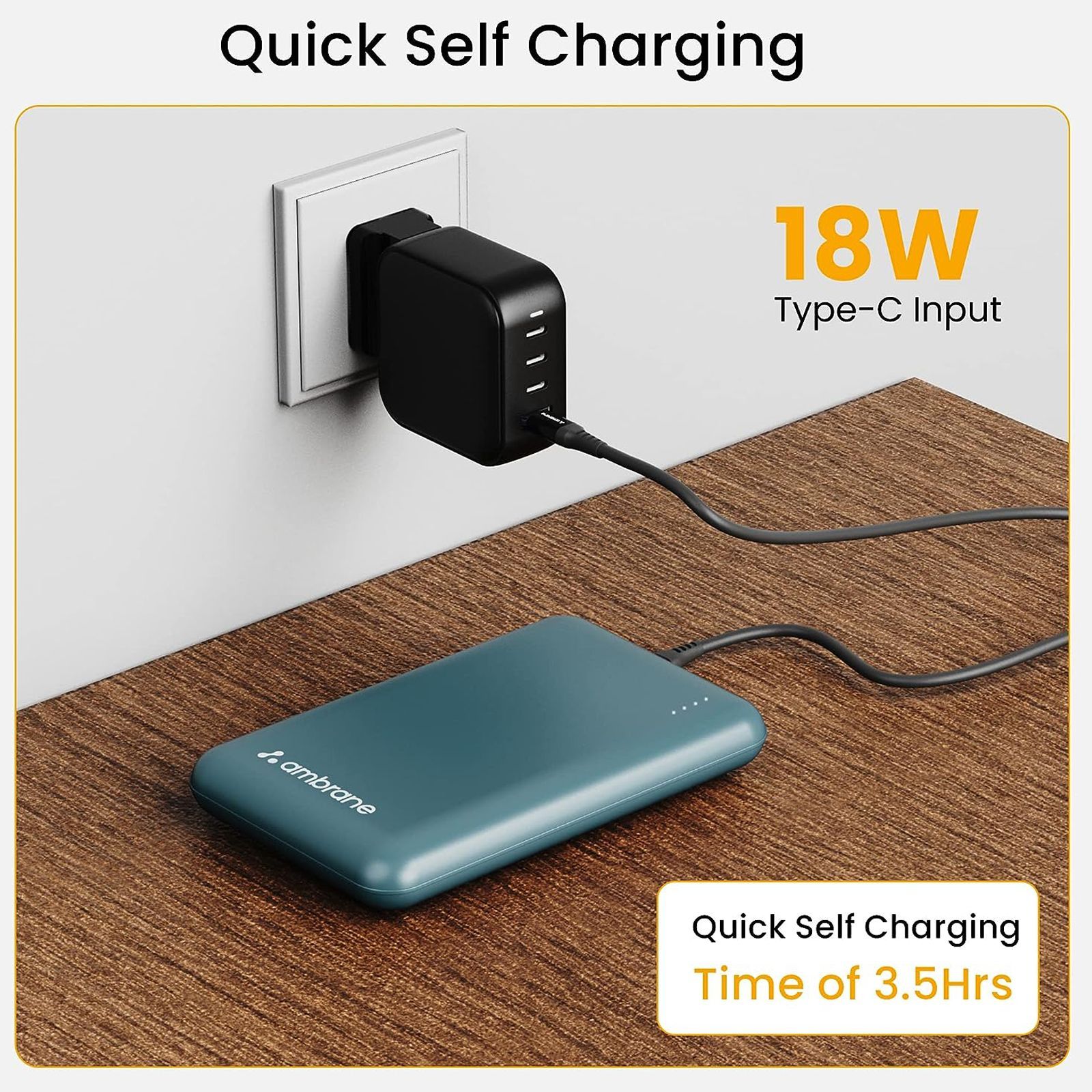 ambrane Powerlit 10000 mAh 22.5W Fast Charging Power Bank (1 Type A and 1 Type C Ports, Dual BoostedSpeed Output, Green) ambrane Powerlit 10000 mAh 22.5W Fast Charging Power Bank (1 Type A and 1 Type C Ports, Dual BoostedSpeed Output, Green)_6