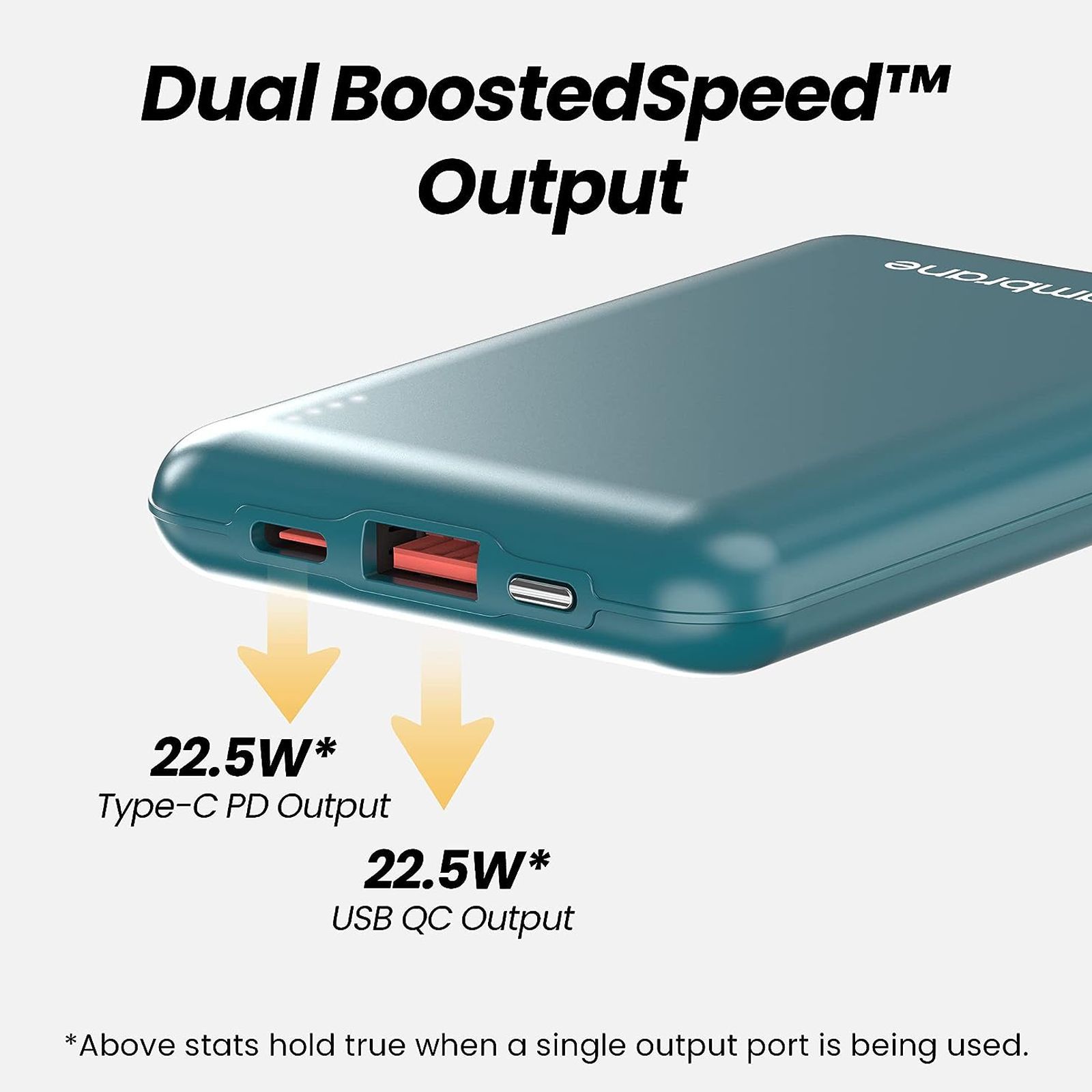 ambrane Powerlit 10000 mAh 22.5W Fast Charging Power Bank (1 Type A and 1 Type C Ports, Dual BoostedSpeed Output, Green) ambrane Powerlit 10000 mAh 22.5W Fast Charging Power Bank (1 Type A and 1 Type C Ports, Dual BoostedSpeed Output, Green)_8