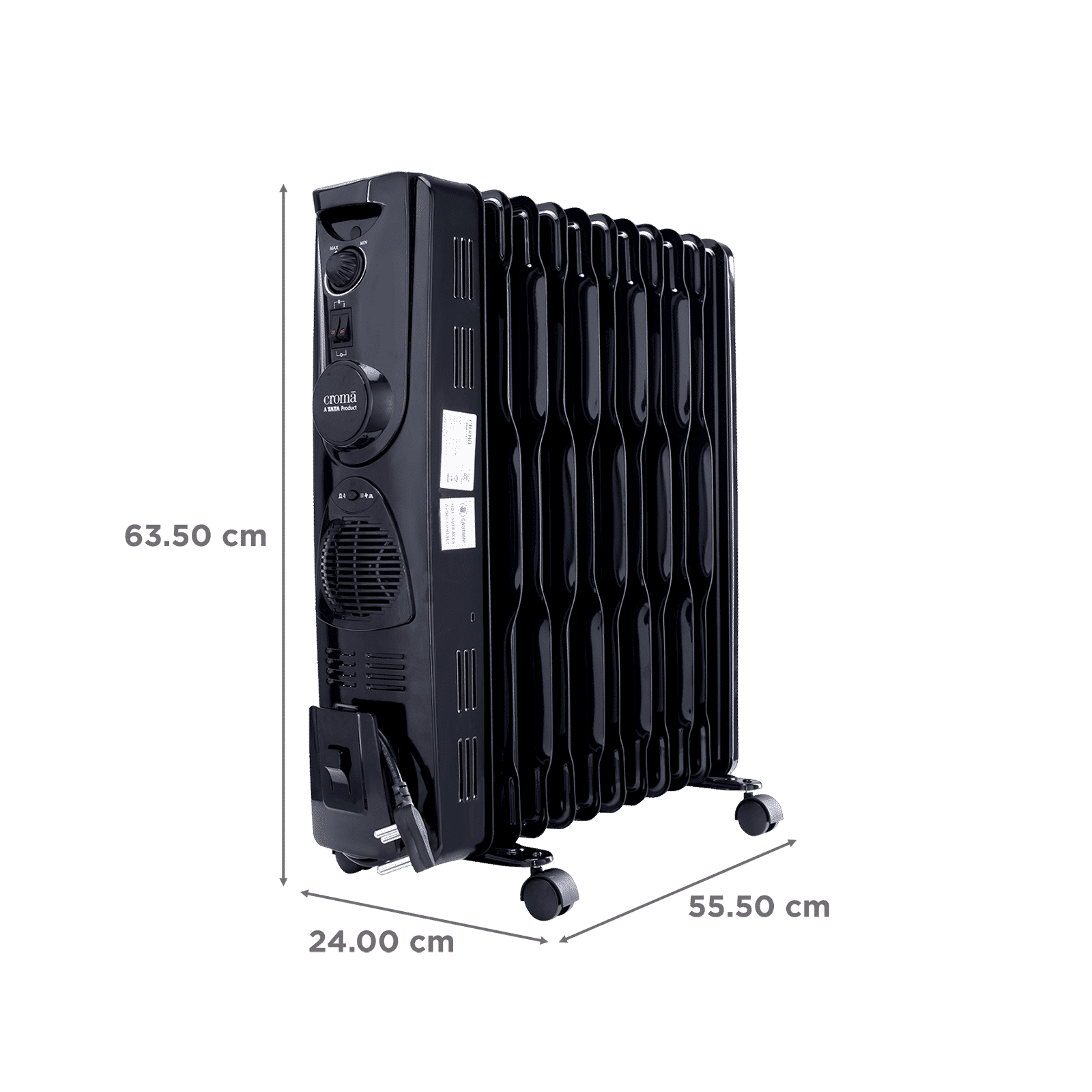 Croma 2500W PTC Oil Filled Room Heater with 11 Fins (Noiseless Operation_2