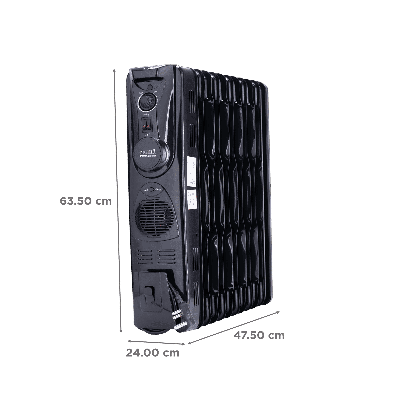 Croma 2000W PTC Oil Filled Room Heater with 9 Fins (Noiseless Operation_2