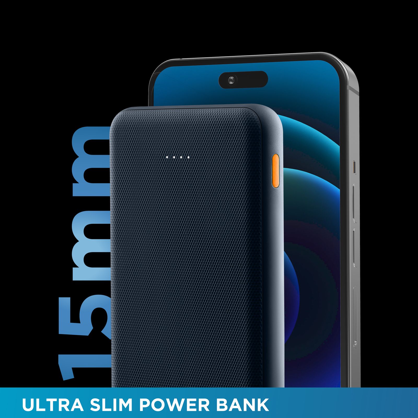 urbn UPR10K 10000 mAh 12W Fast Charging Power Bank (1 USB Type A and 1 Type C Ports, Ultra Slim, Universal Compatibility, Blue)_6