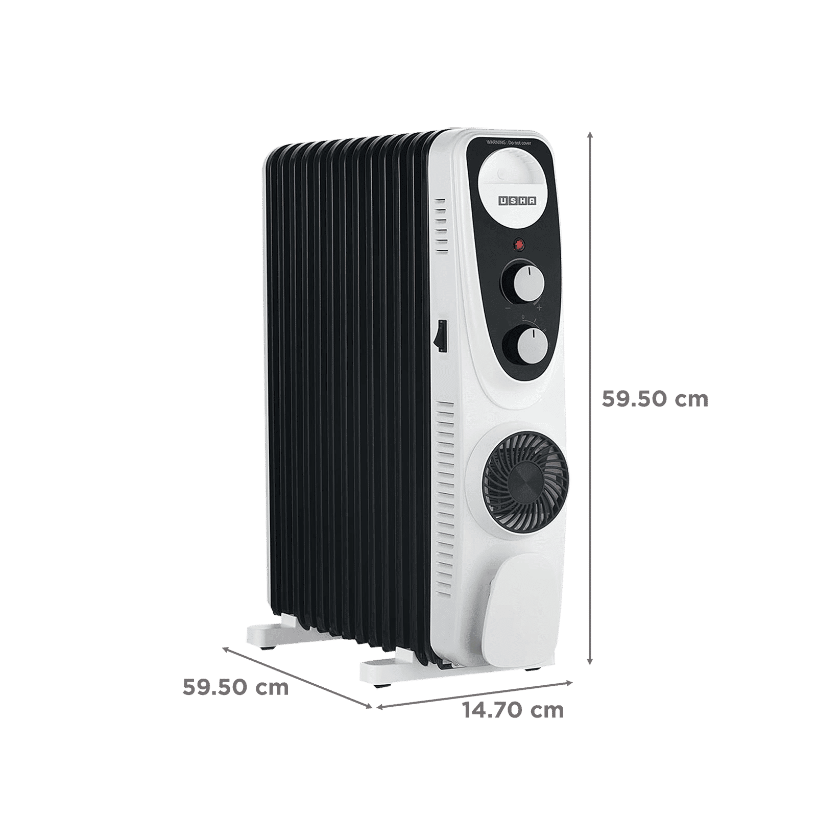 USHA 4213 F 2500W PTC Oil Filled Radiator Room Heater with IP23 Protection (Adjustable Thermostat_2