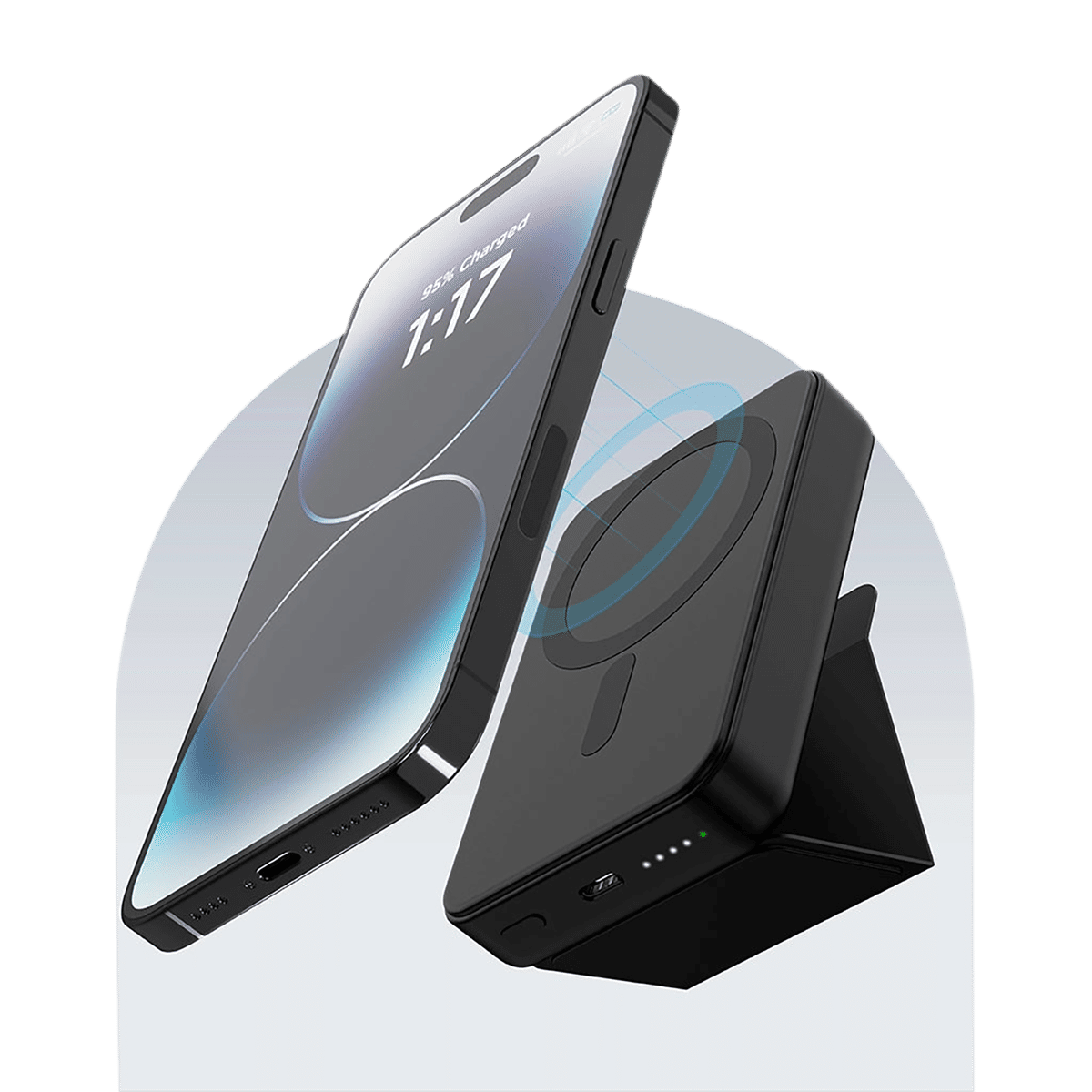 urbn MagTag 10000 mAh 20W Fast Charging Power Bank (2 Type C Ports, Wireless Charging with Stand, Black)_7