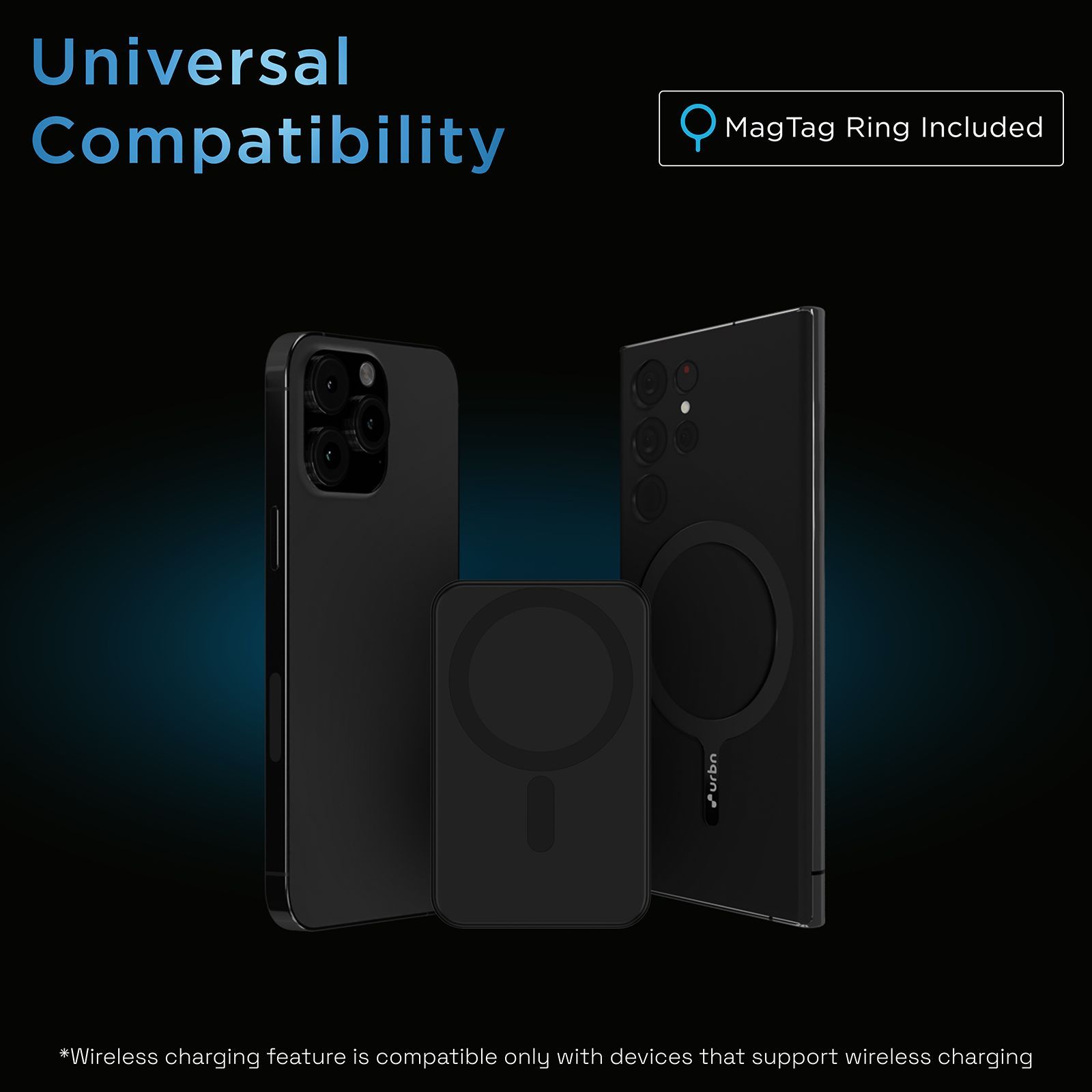 urbn MagTag 10000 mAh 20W Fast Charging Power Bank (2 Type C Ports, Wireless Charging with Stand, Black)_9