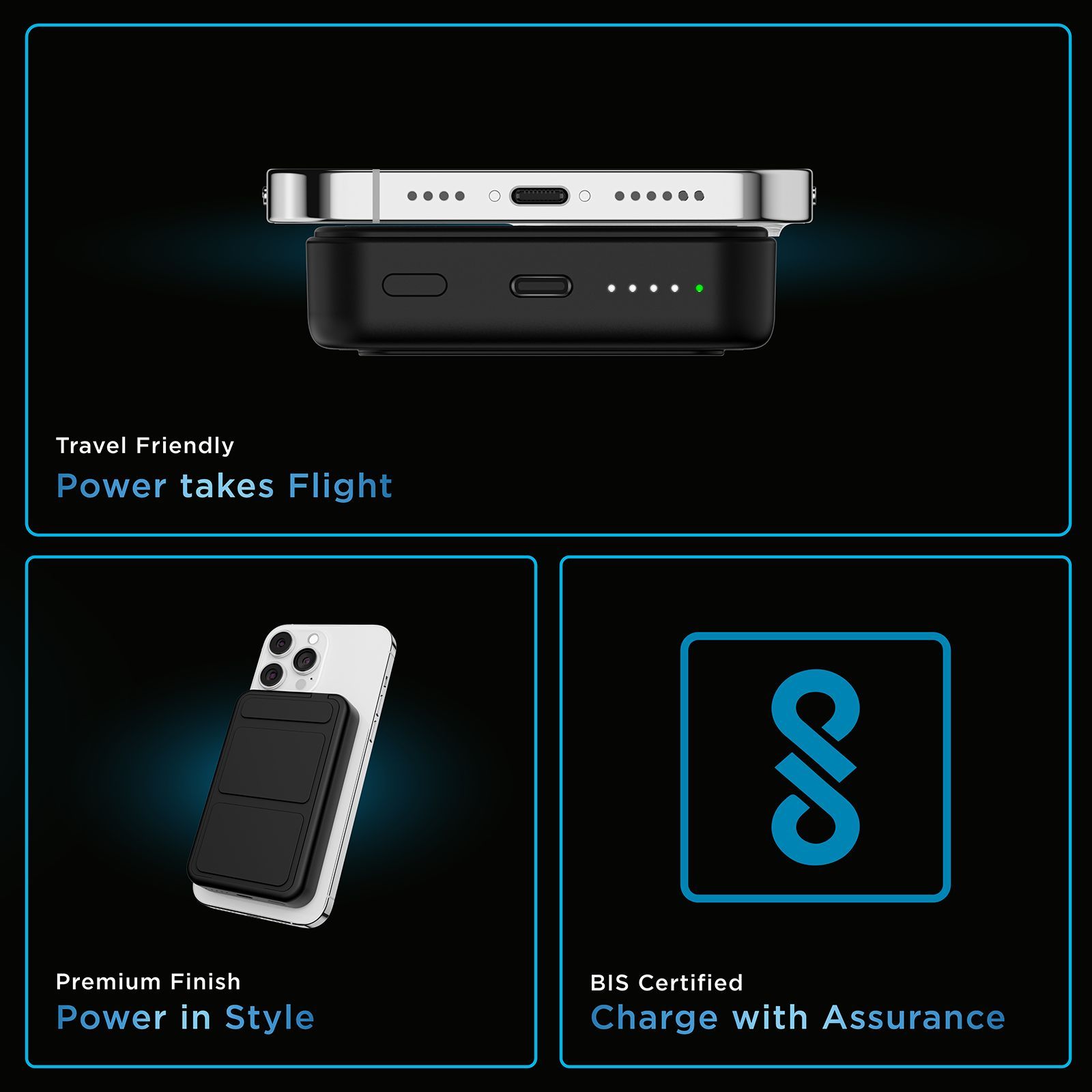 urbn MagTag 10000 mAh 20W Fast Charging Power Bank (2 Type C Ports, Wireless Charging with Stand, Black)_12