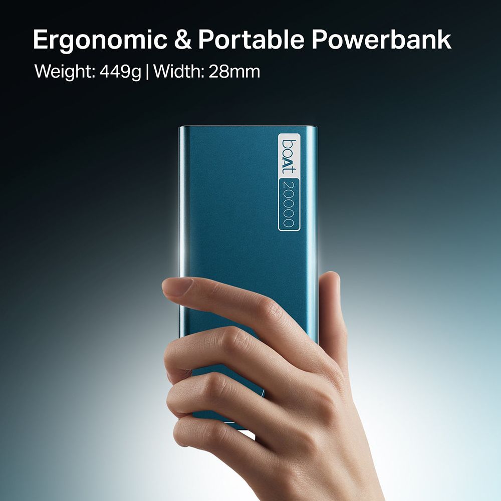 boAt Energyshroom PB400 20000 mAh 22.5W Fast Charging Power Bank (2 Type A, 1 Micro USB & 1 Type C Ports, Sleek Aluminium Casing, Battery Discharge Protection, Steel Blue)_11