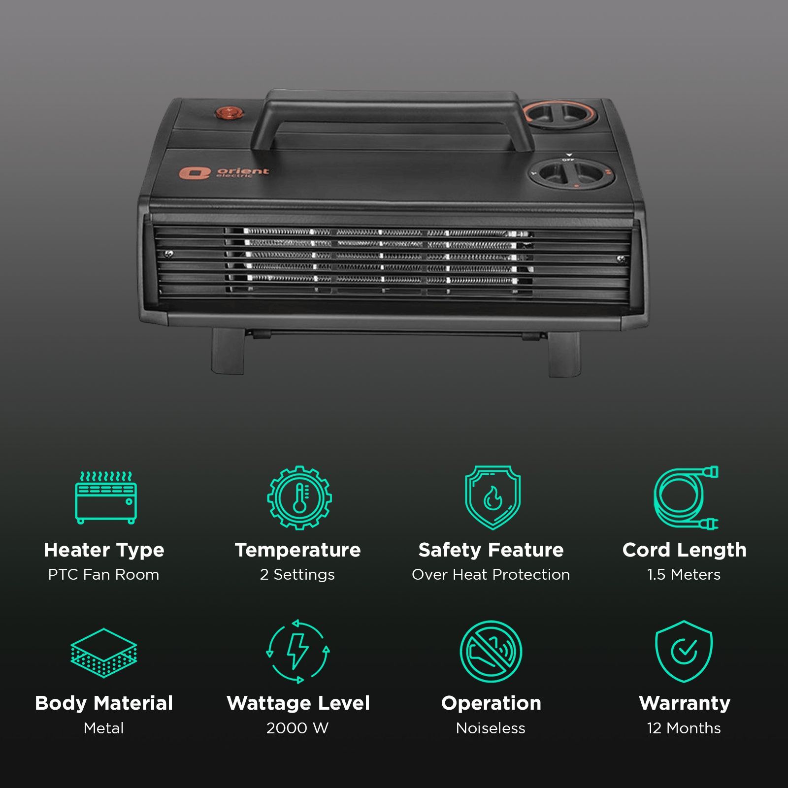 Orient Heat Convector 2000W Fan Room Heater with Bi-Directional Height Adjustment (Dual Heating Power_3