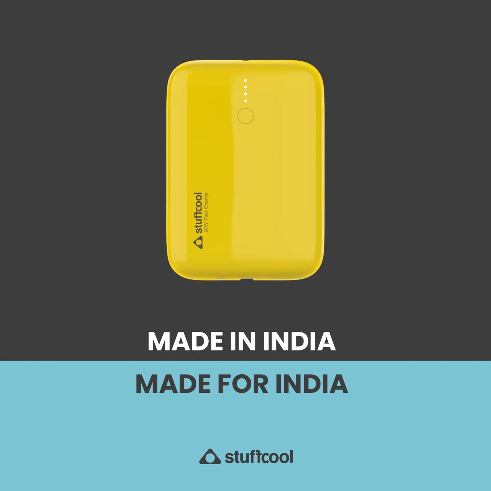 stuffcool Palm Smallest 10000 mAh 22.5W Fast Charging Power Bank (1 Type A and 1 Type C Ports, LED Indicator, Yellow)_4