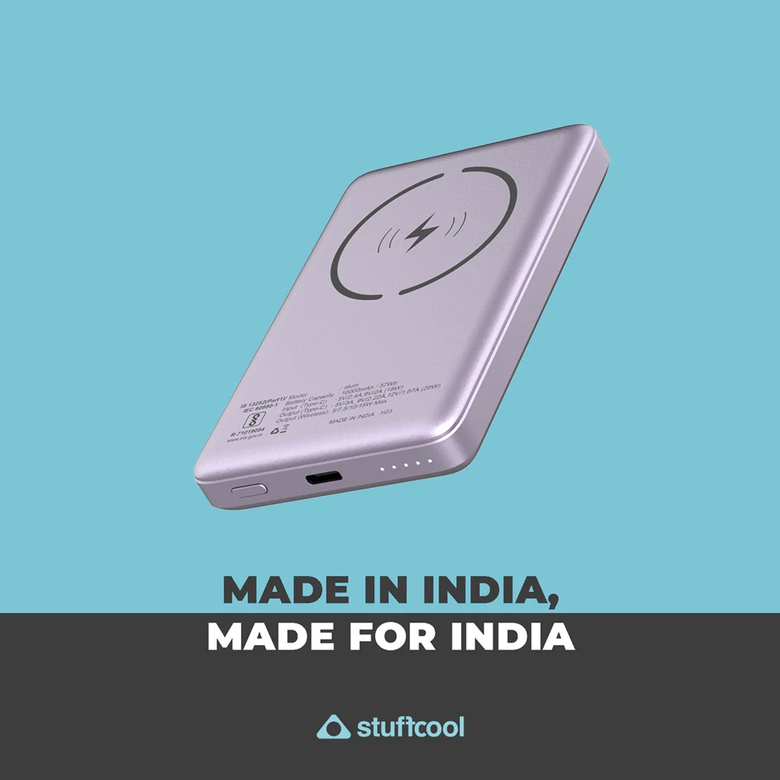 stuffcool Alum 10000 mAh 20W Fast Charging Power Bank (1 Type C Port, Short Circuit Protection, Purple)_6