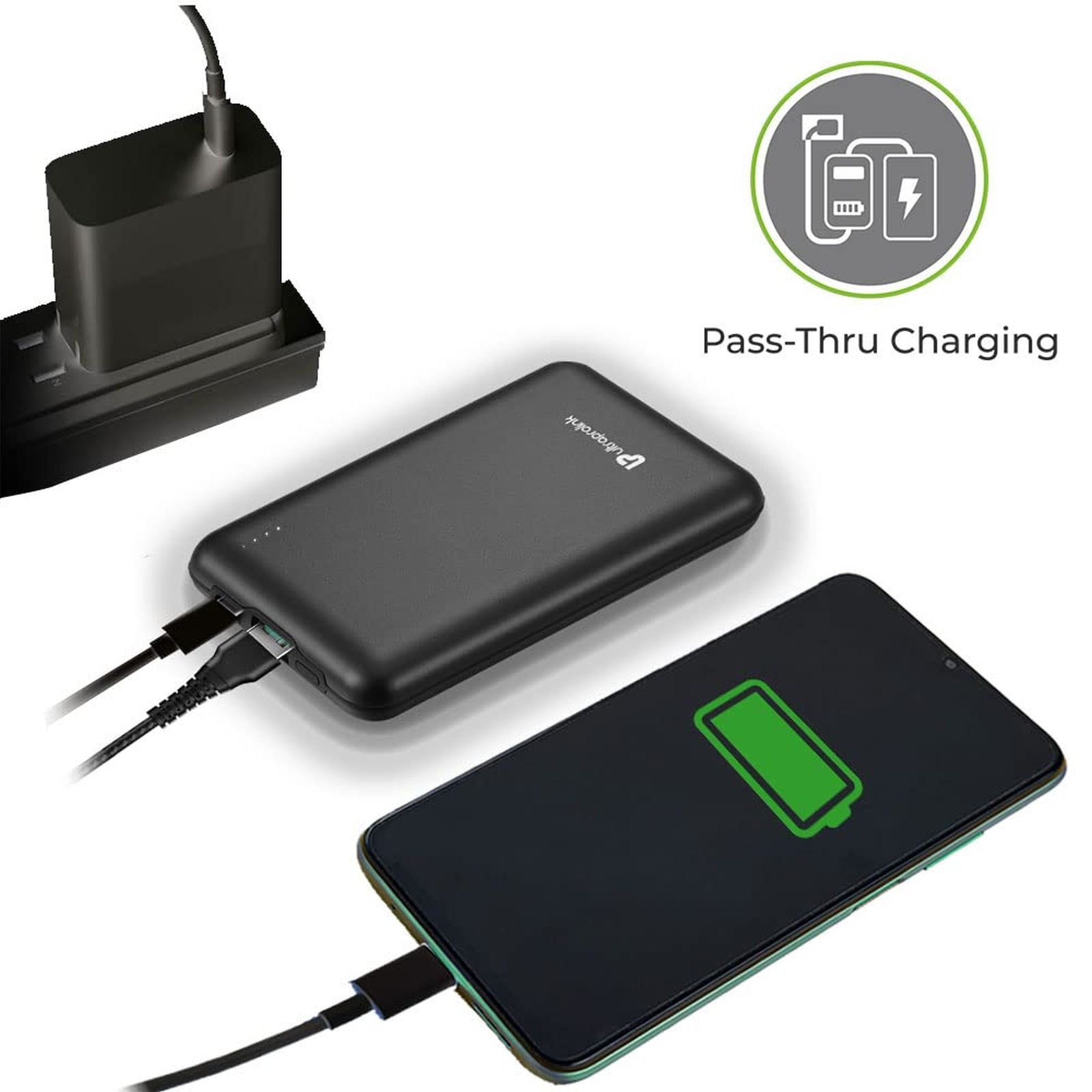 ultraprolink Juice Up Slim 10000 mAh 22.5W Fast Charging Power Bank (1 Type A & 1 Type C Ports, Metal Casing, Pass Thru Charging, Black)_7