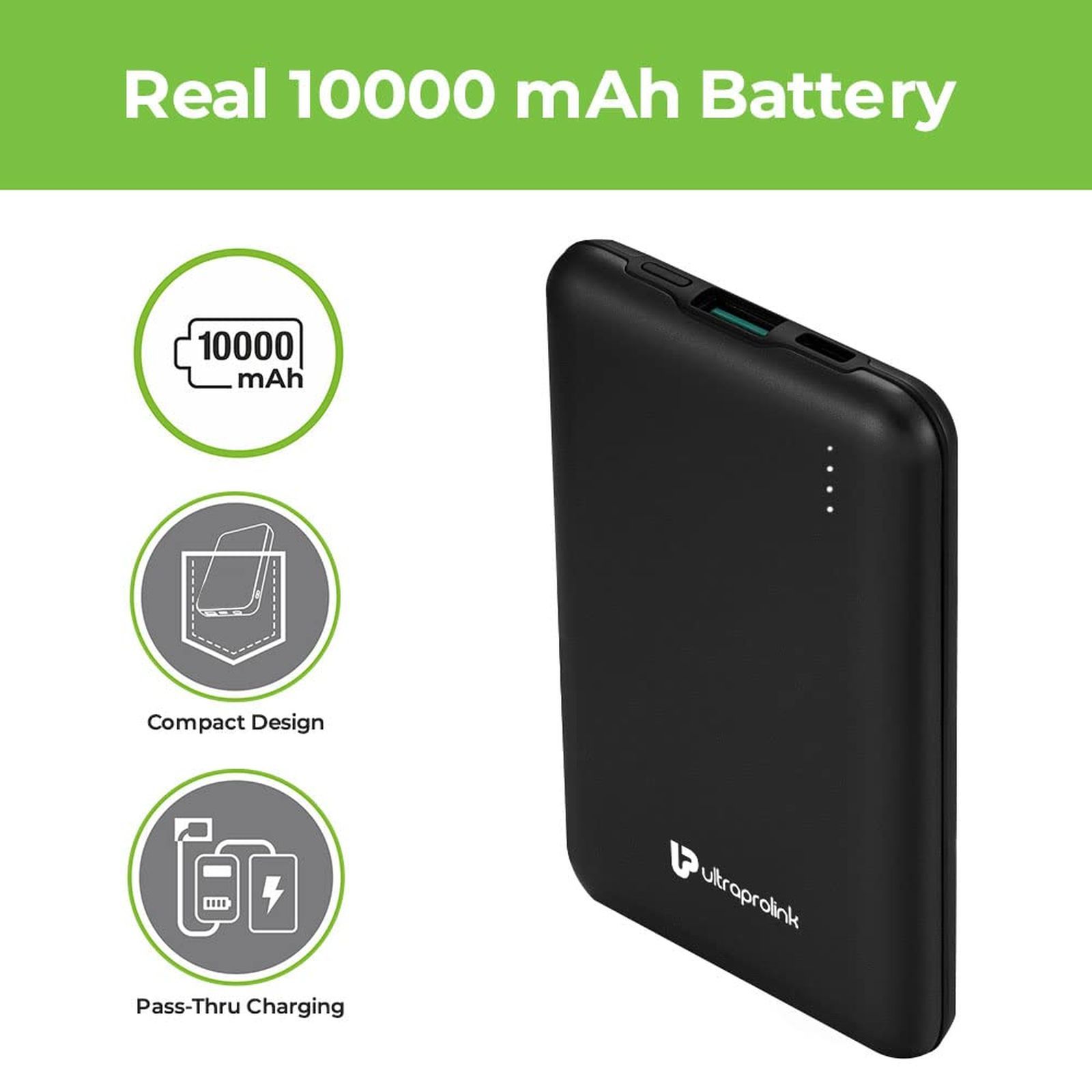 ultraprolink Juice Up Slim 10000 mAh 22.5W Fast Charging Power Bank (1 Type A & 1 Type C Ports, Metal Casing, Pass Thru Charging, Black)_6