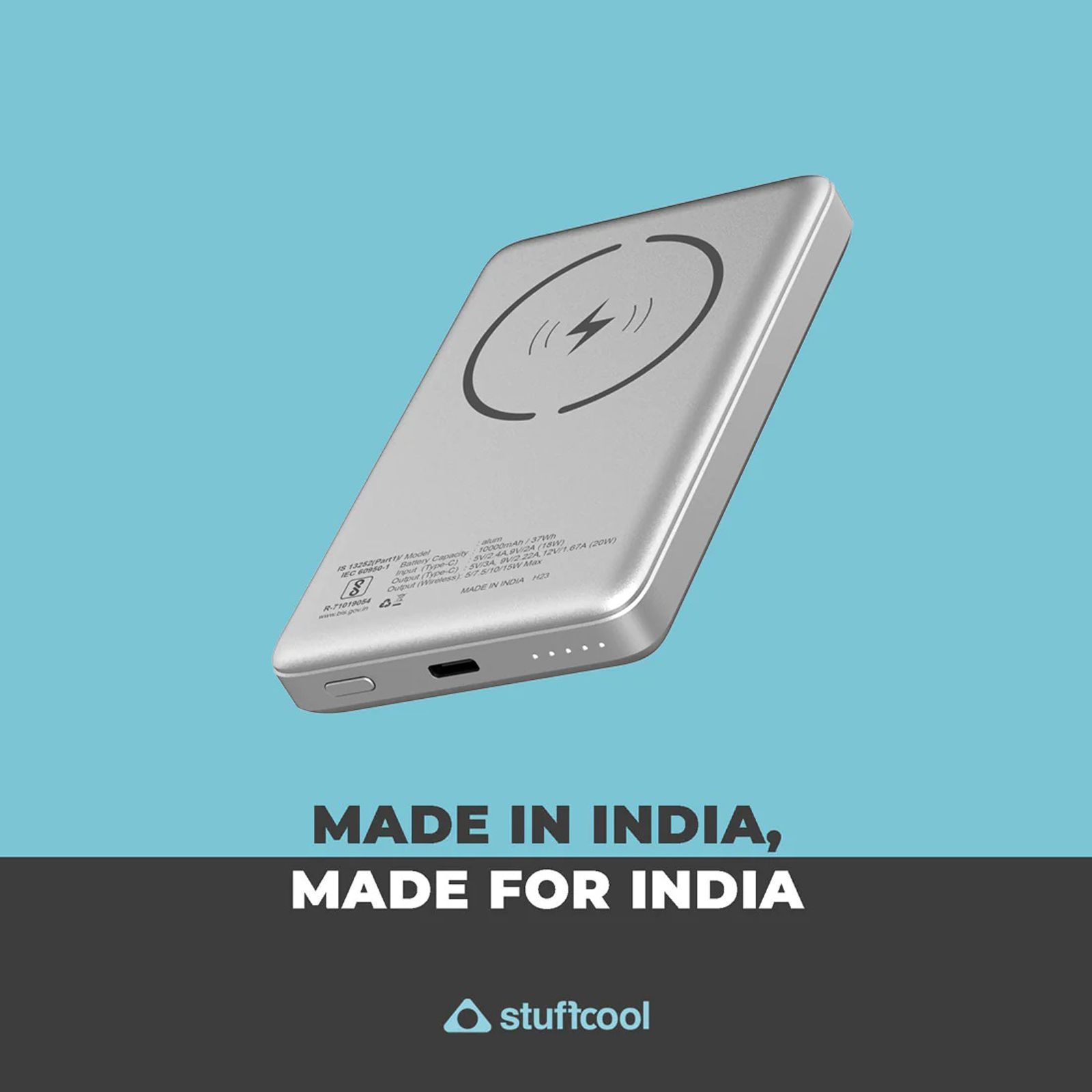 stuffcool Alum 10000 mAh 20W Fast Charging Power Bank (1 Type C Port, Short Circuit Protection, Silver)_6